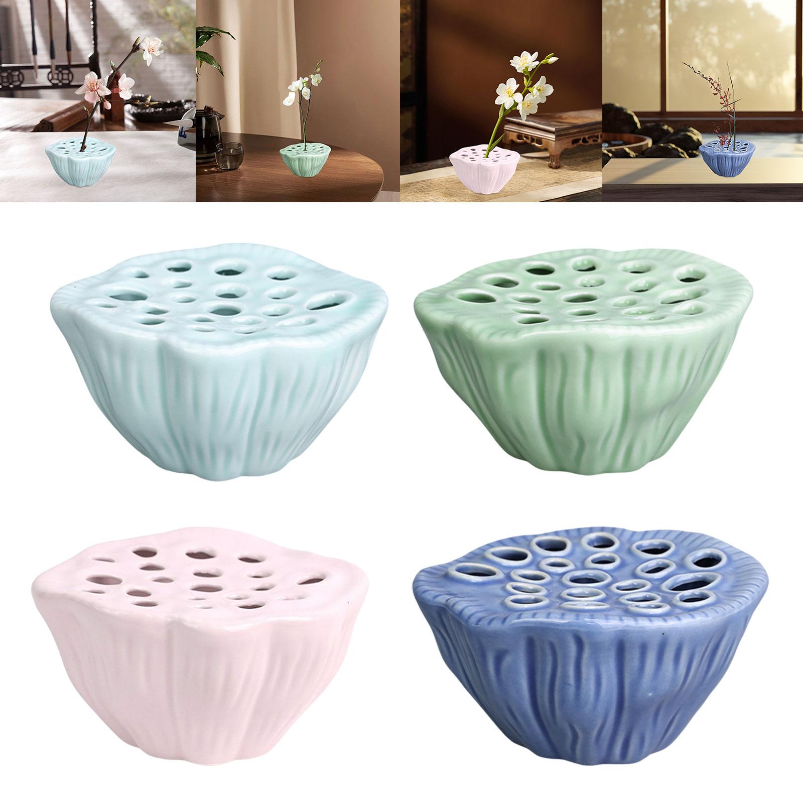 Lotus Pod Flower Arrangement Vase Floral Stem Holder for Bedroom Living Room Light Green