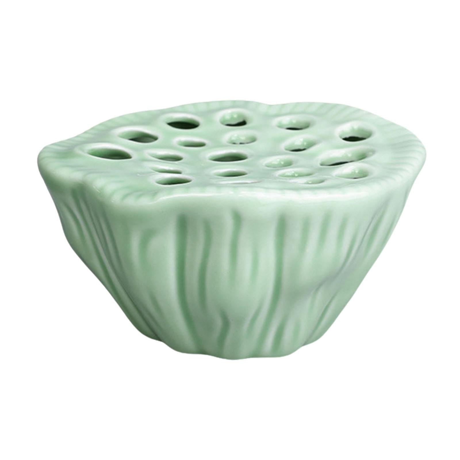Lotus Pod Flower Arrangement Vase Floral Stem Holder for Bedroom Living Room Dark Green
