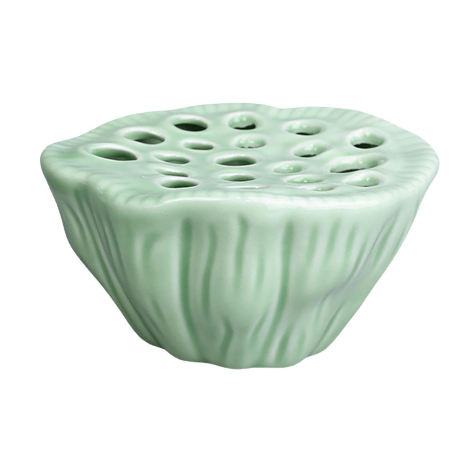 Lotus Pod Flower Arrangement Vase Floral Stem Holder for Bedroom Living Room Dark Green