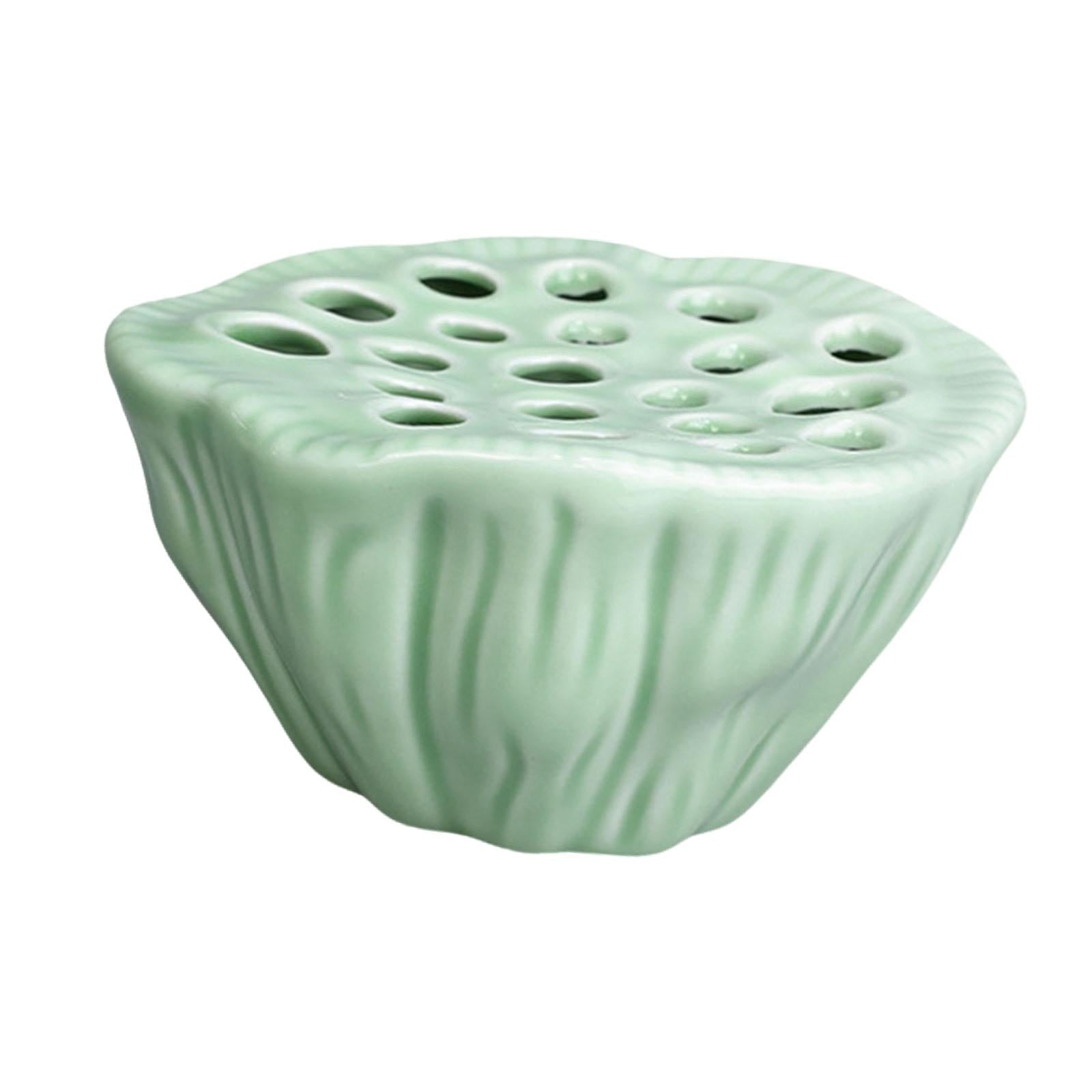 Lotus Pod Flower Arrangement Vase Floral Stem Holder for Bedroom Living Room Dark Green
