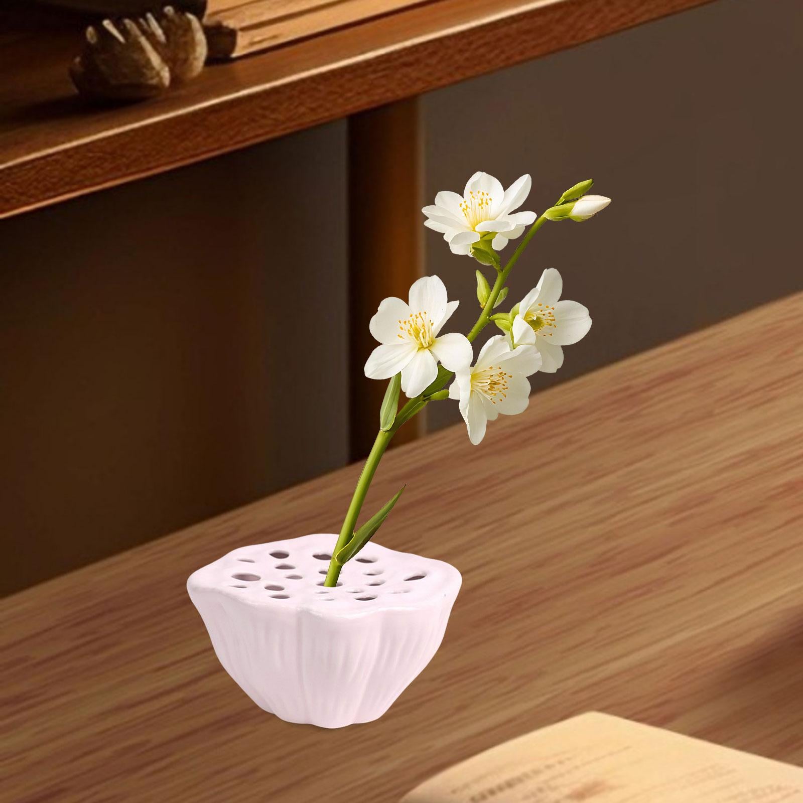 Lotus Pod Flower Arrangement Vase Floral Stem Holder for Bedroom Living Room Pink