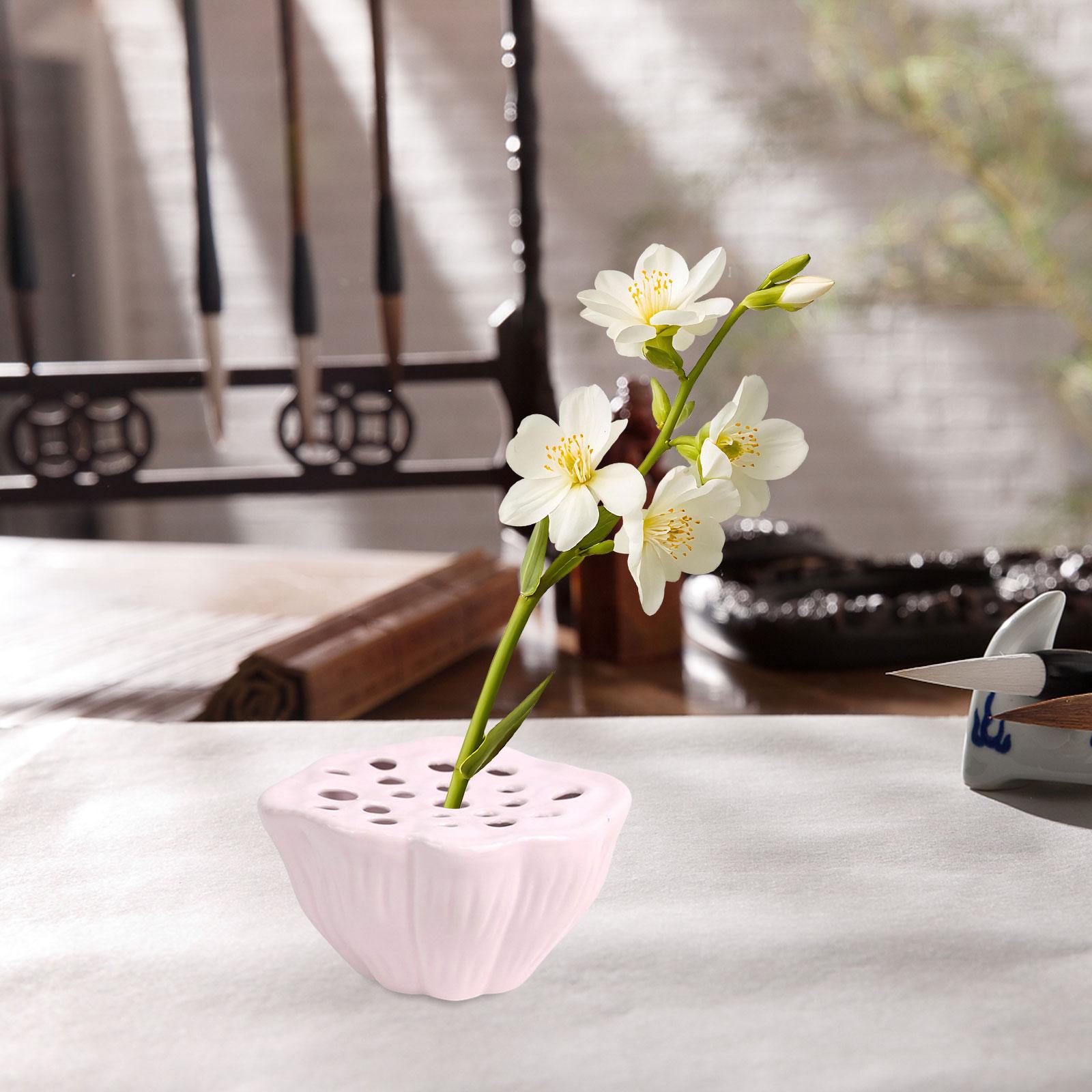 Lotus Pod Flower Arrangement Vase Floral Stem Holder for Bedroom Living Room Pink