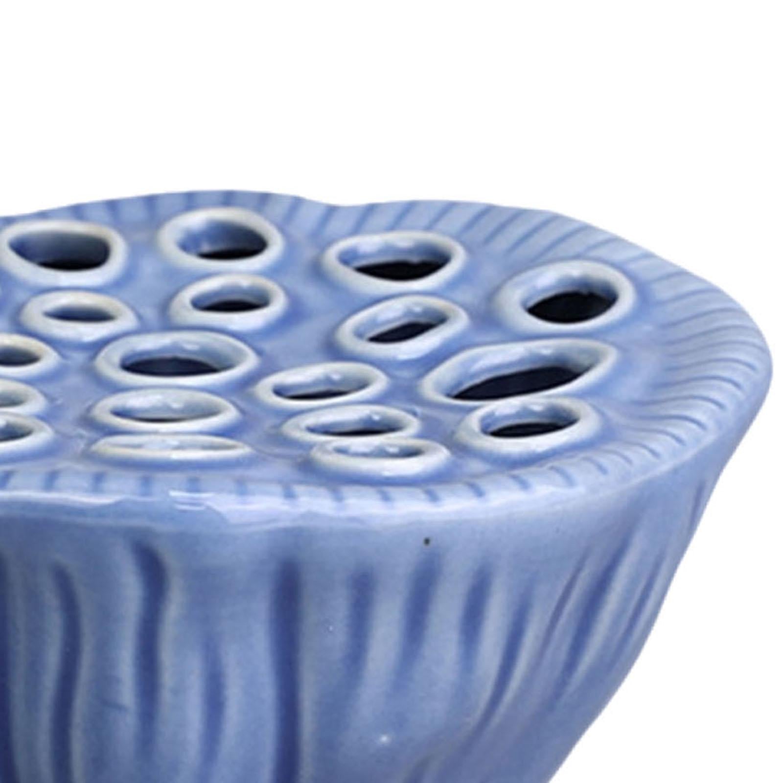 Lotus Pod Flower Arrangement Vase Floral Stem Holder for Bedroom Living Room Blue