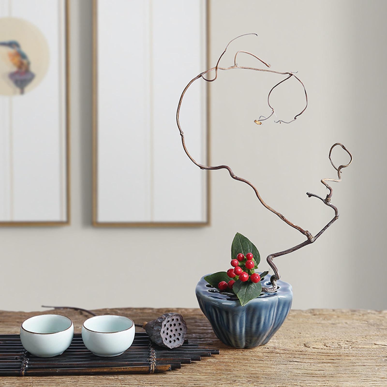 Lotus Pod Flower Arrangement Vase Floral Stem Holder for Bedroom Living Room Blue