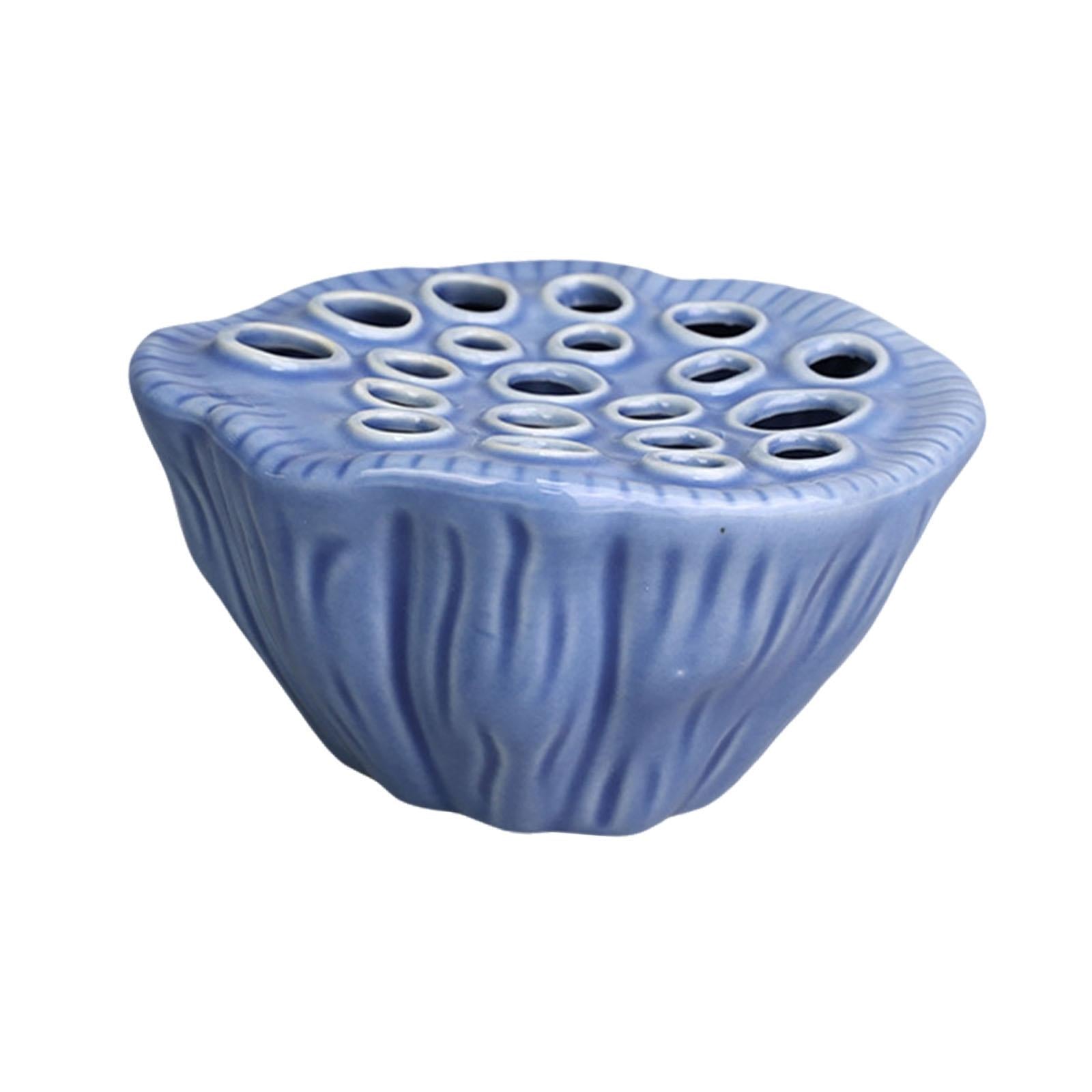 Lotus Pod Flower Arrangement Vase Floral Stem Holder for Bedroom Living Room Blue