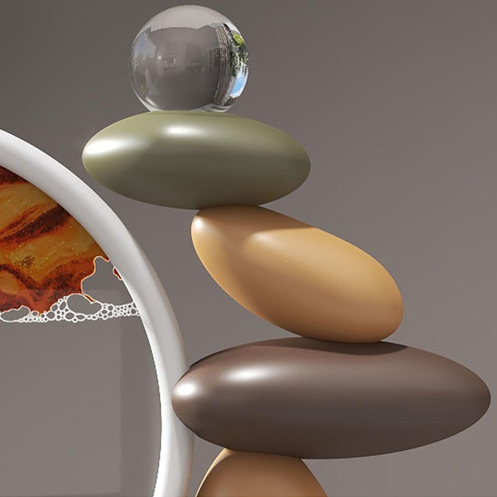 Moving Sand Art Lightweight Landscape Scene with Stones Figurine for Dresser Orange