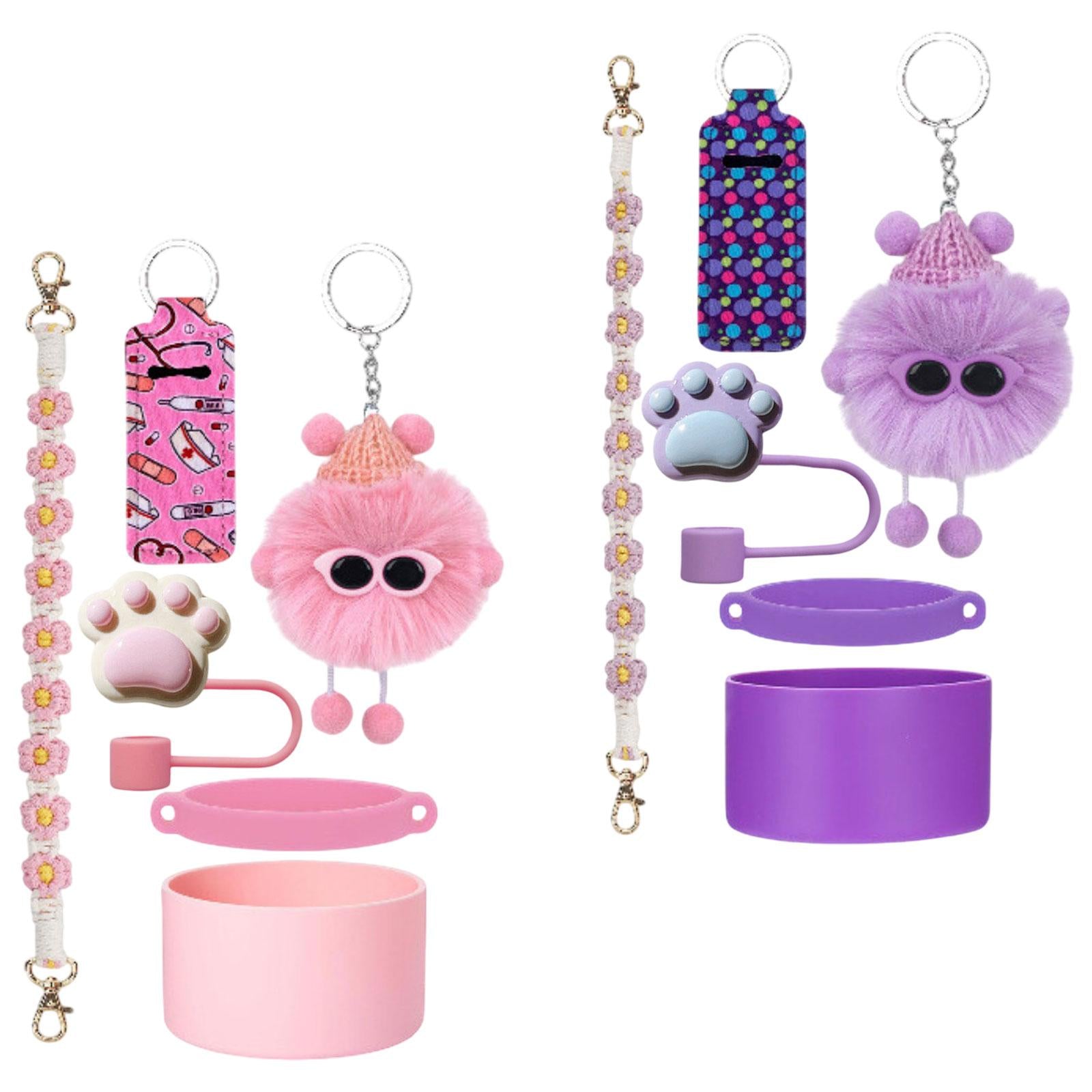 Cup Accessories Set Dustproof Home Multifunctional Professional Straw Topper Pink