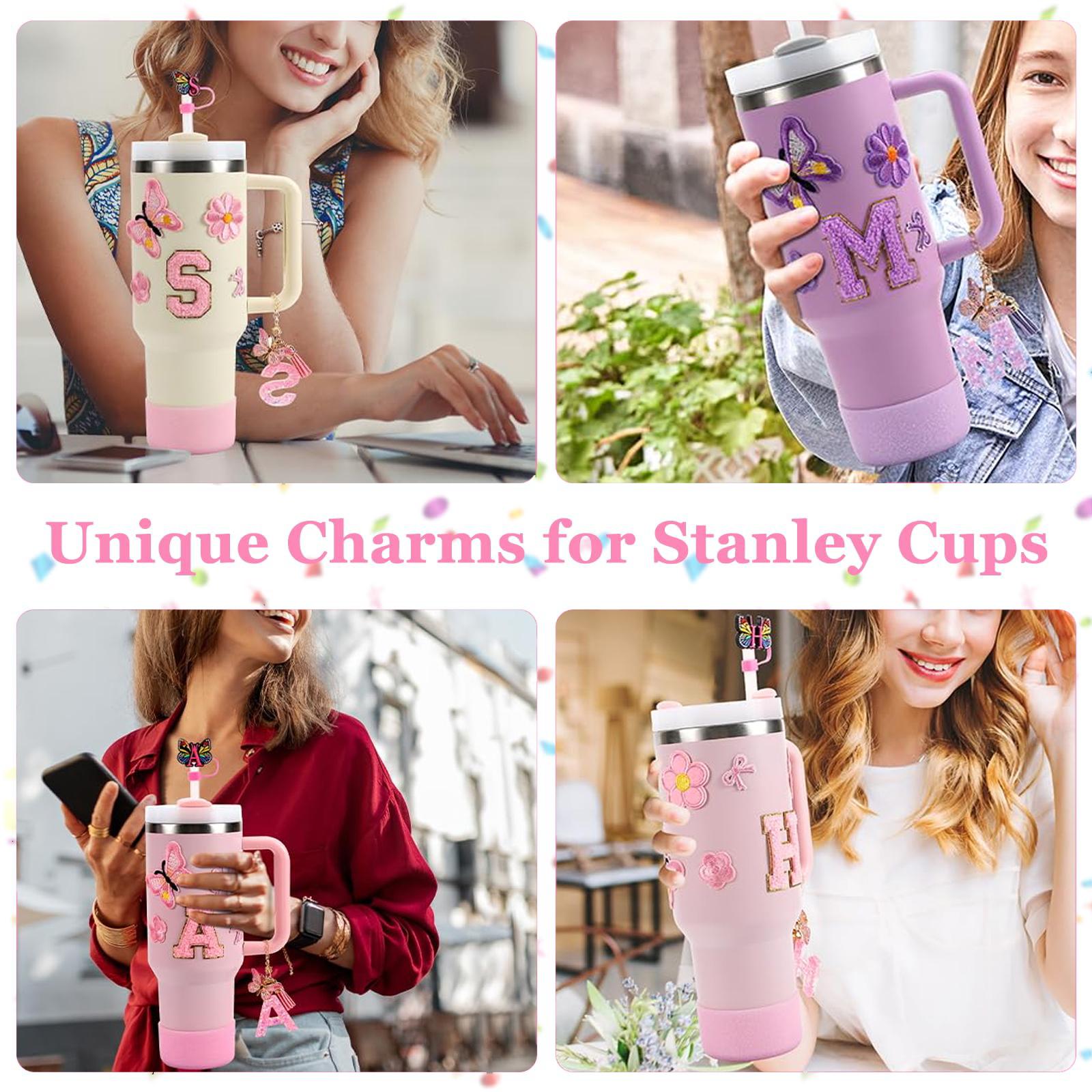 15x Cup Stickers Flower and Butterfly Stickers Cup Boot Ornament Kit Pink