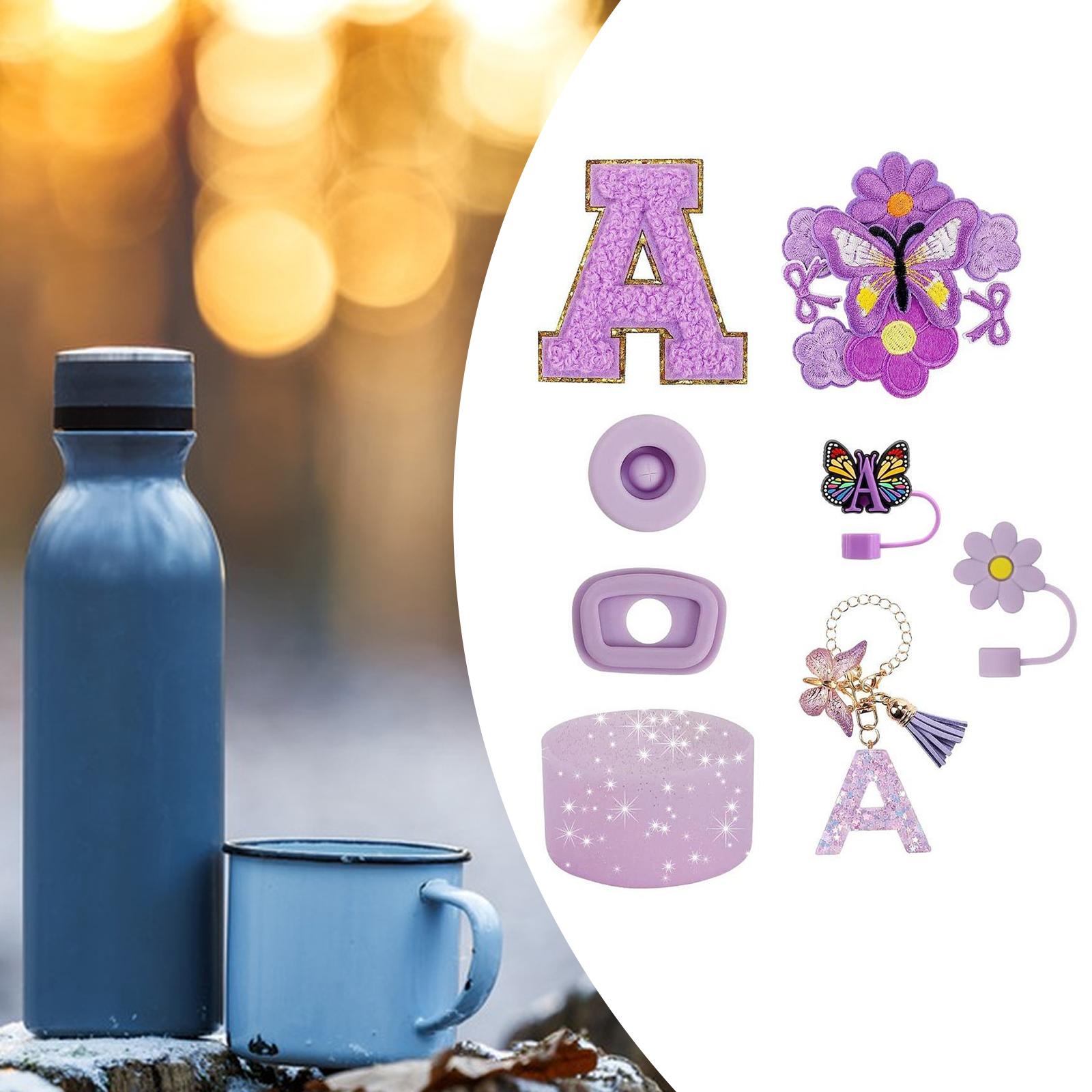 15x Cup Stickers Flower and Butterfly Stickers Cup Boot Ornament Kit Purple