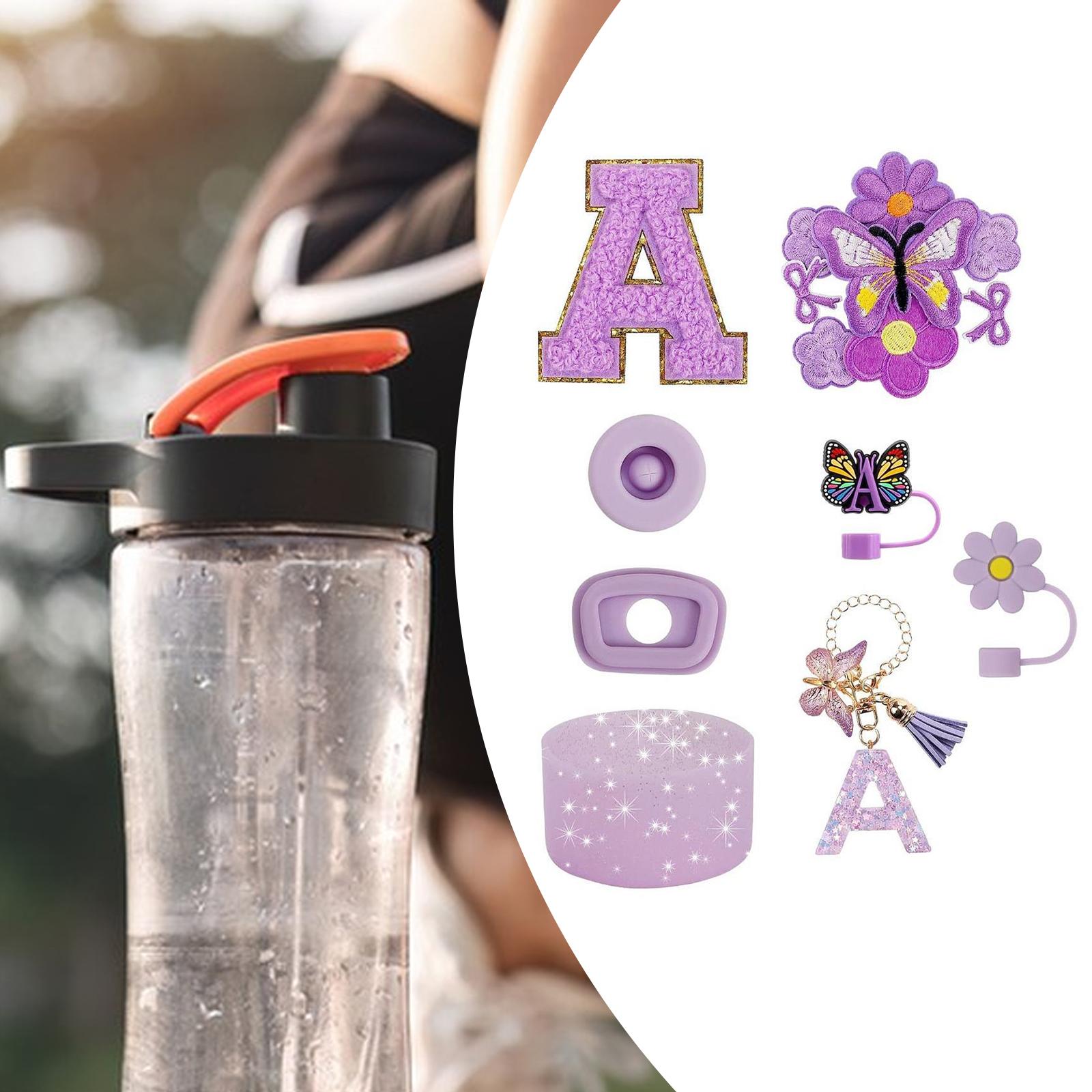 15x Cup Stickers Flower and Butterfly Stickers Cup Boot Ornament Kit Purple