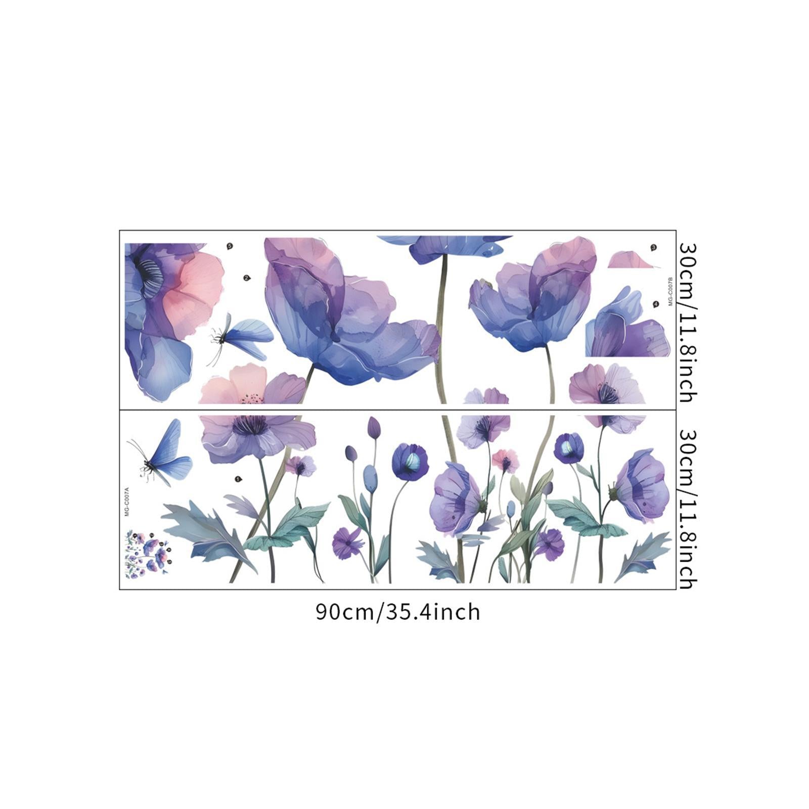 DIY Blue and Pink Flower Wall Decals Waterproof for Playroom Multifunctional