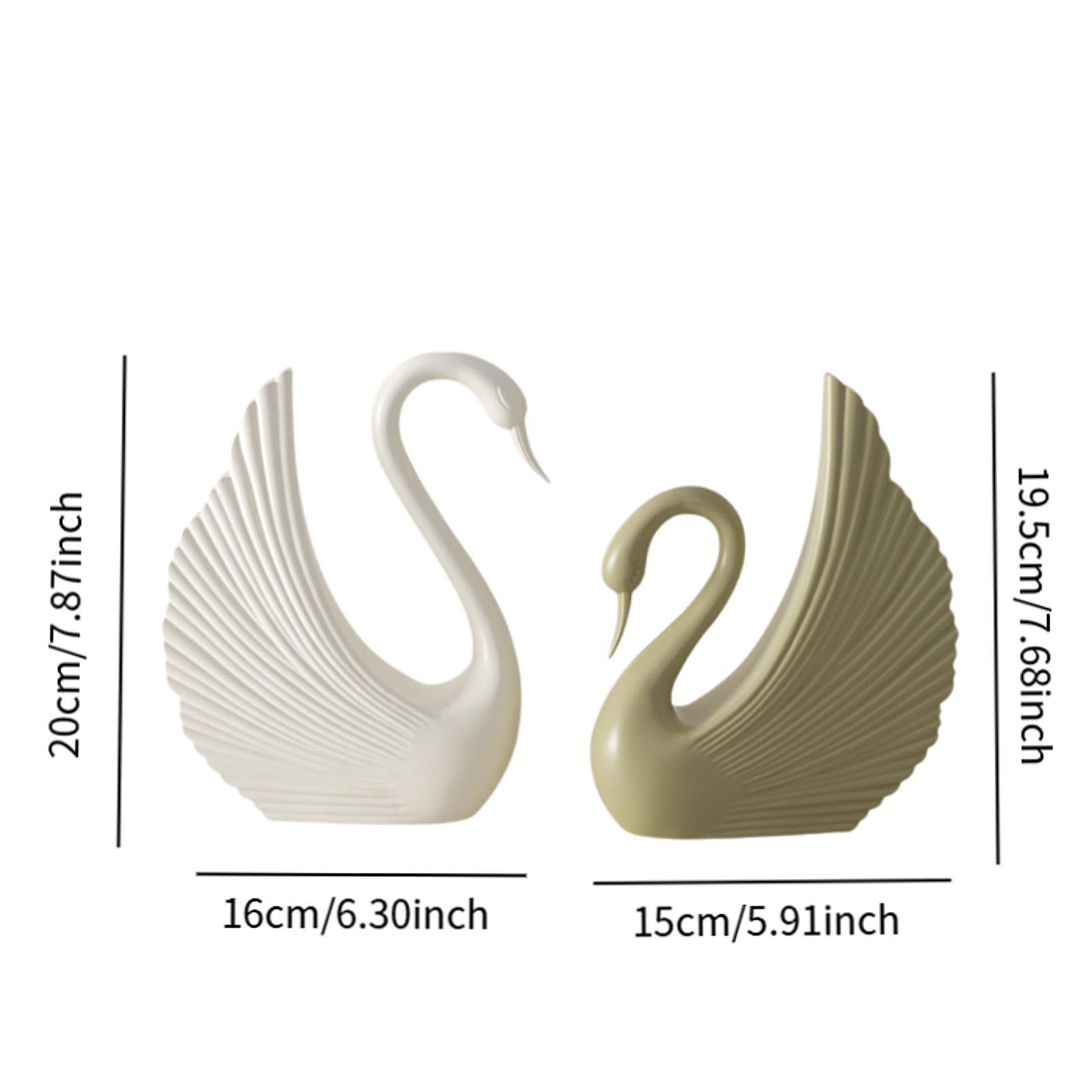 Swan Statue Decorative Crafts Realistic Figurine for Party Living Room Shelf White Green