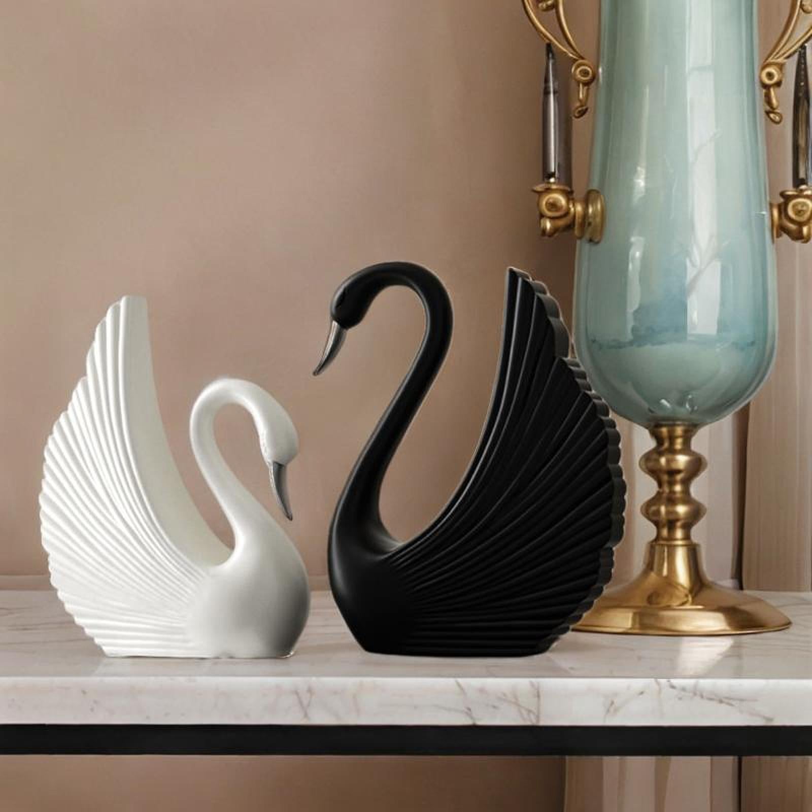 Swan Statue Decorative Crafts Realistic Figurine for Party Living Room Shelf Black White