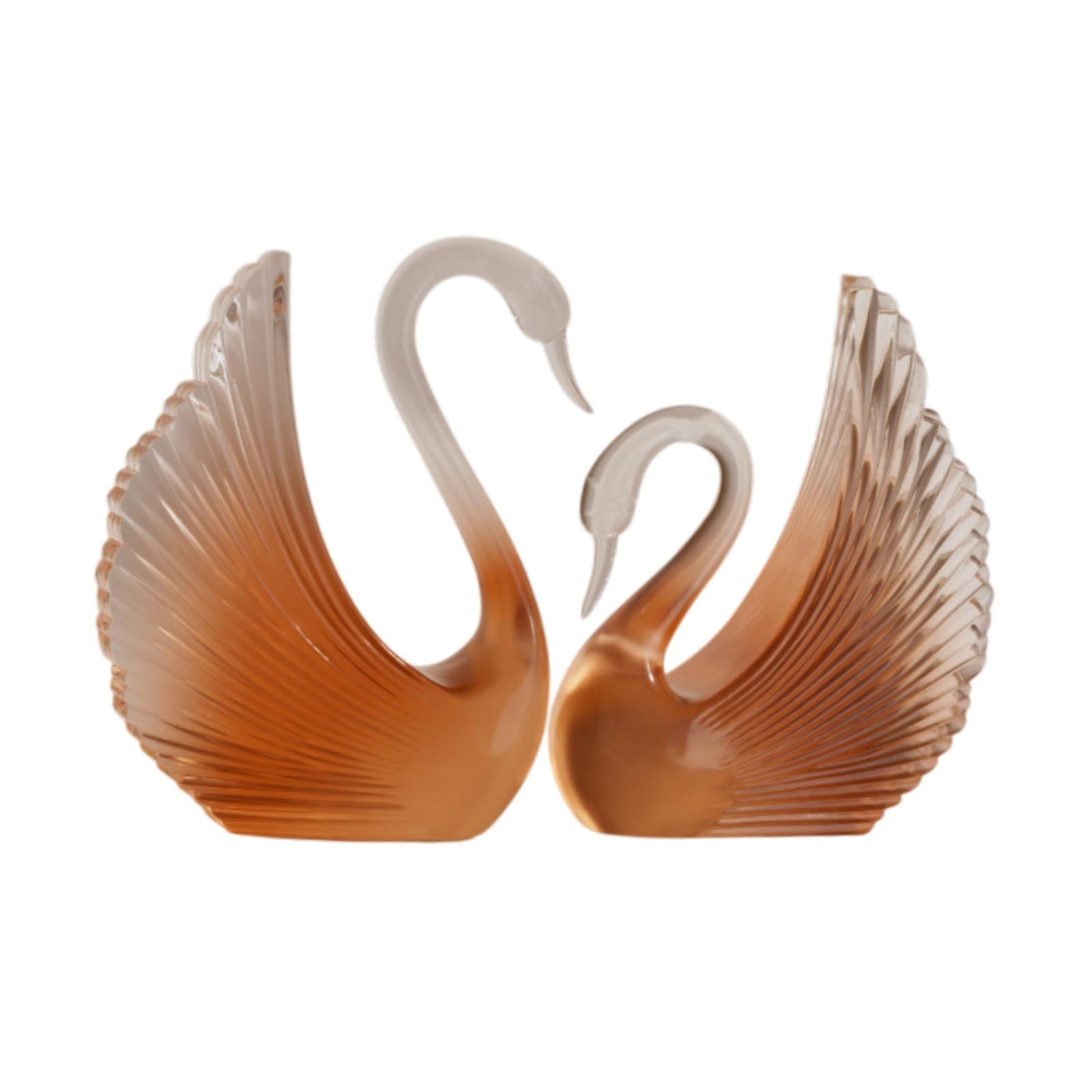 Swan Statue Decorative Crafts Realistic Figurine for Party Living Room Shelf Orange
