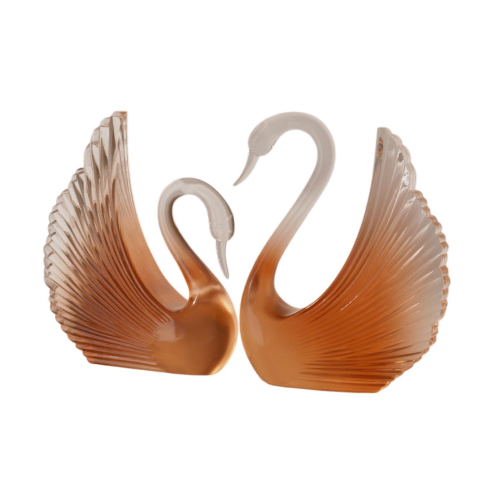 Swan Statue Decorative Crafts Realistic Figurine for Party Living Room Shelf Orange