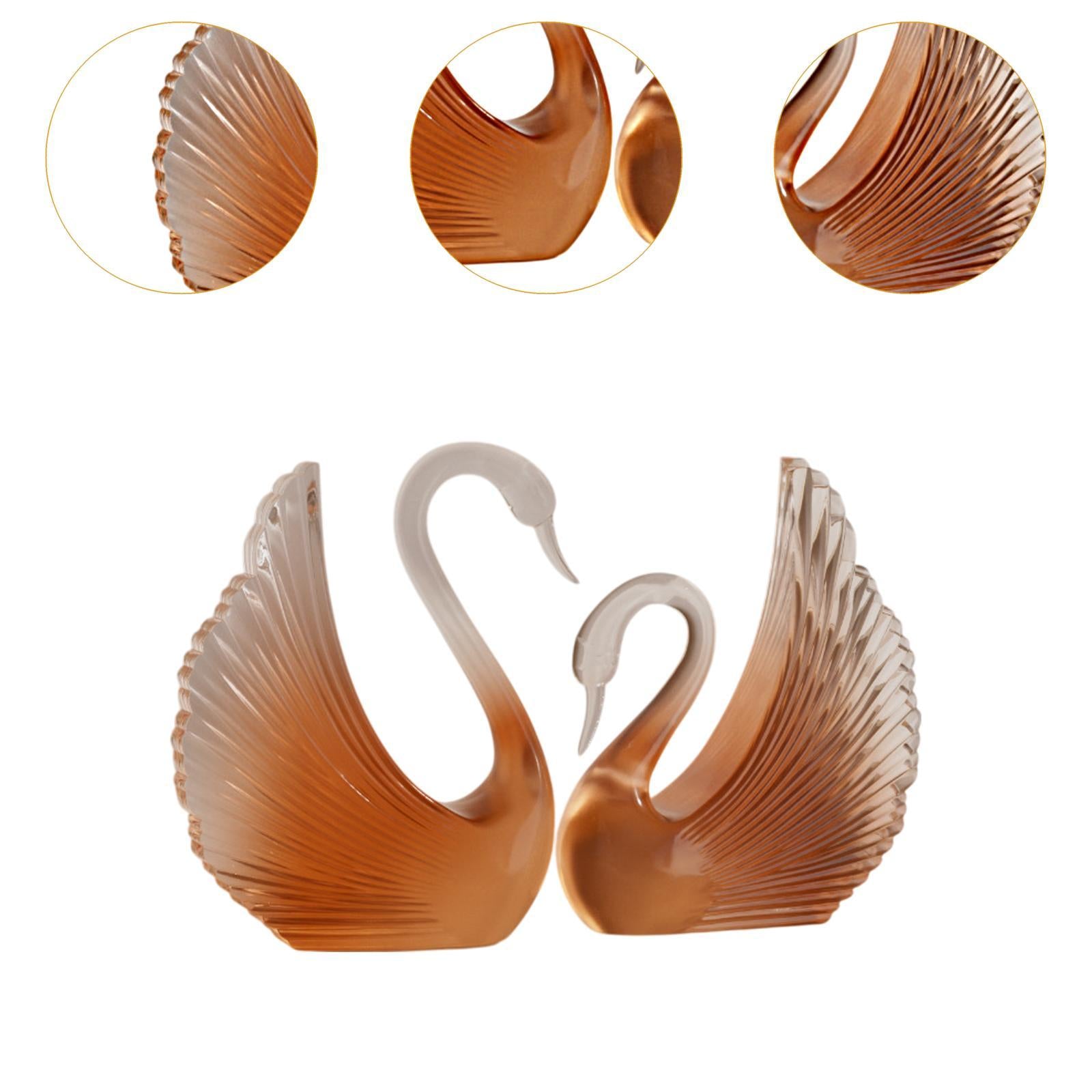 Swan Statue Decorative Crafts Realistic Figurine for Party Living Room Shelf Orange