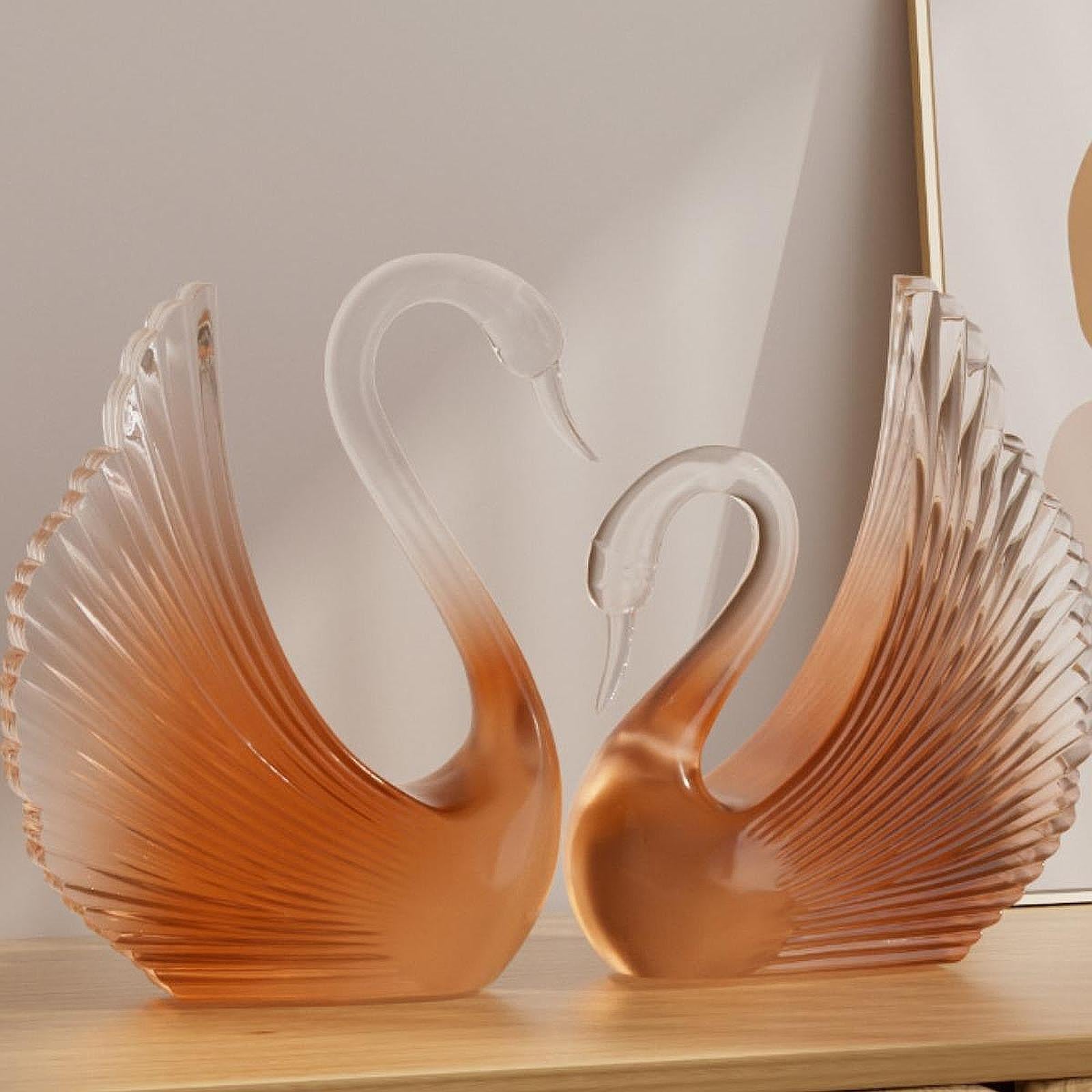 Swan Statue Decorative Crafts Realistic Figurine for Party Living Room Shelf Orange