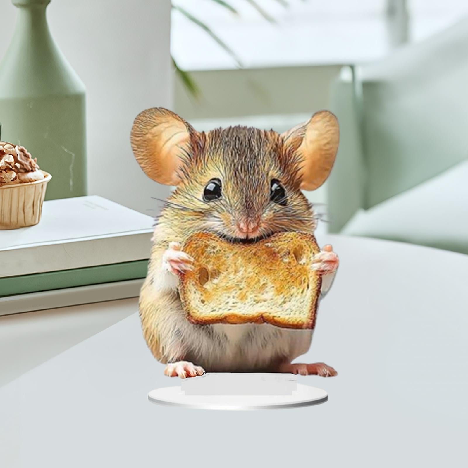 2D Flat Hamster Eating Bread Table Sign Waterproof Multipurpose with Bracket