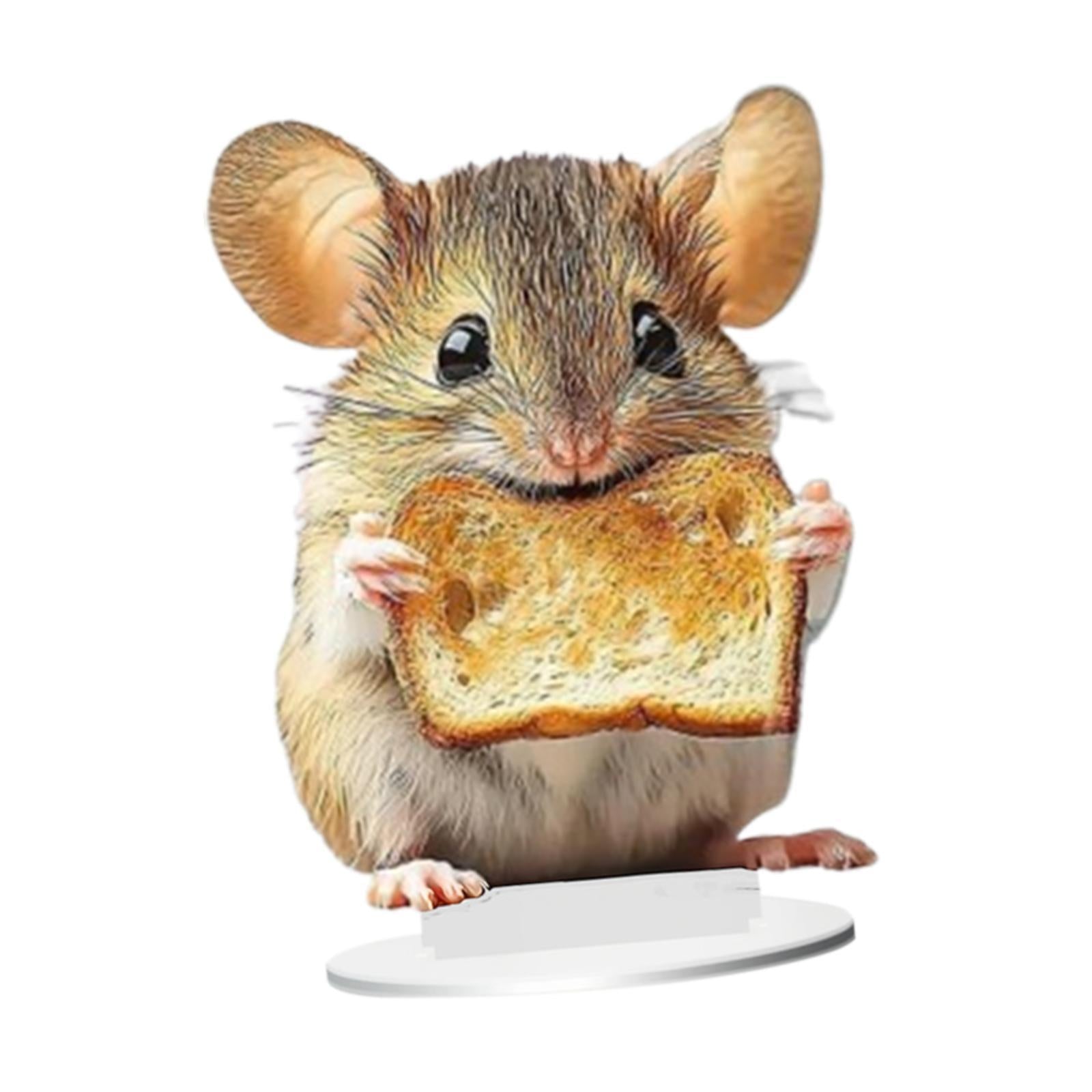 2D Flat Hamster Eating Bread Table Sign Waterproof Multipurpose with Bracket