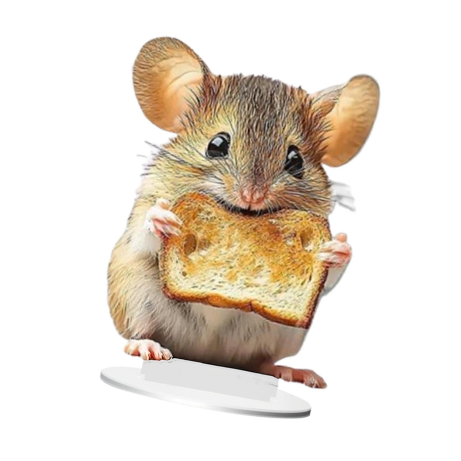 2D Flat Hamster Eating Bread Table Sign Waterproof Multipurpose with Bracket
