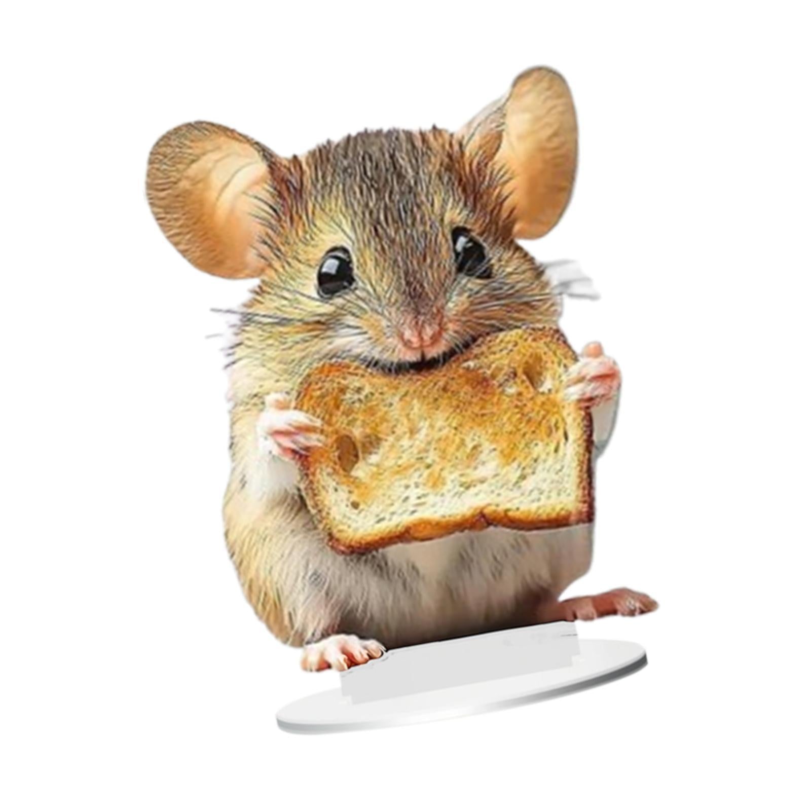 2D Flat Hamster Eating Bread Table Sign Waterproof Multipurpose with Bracket