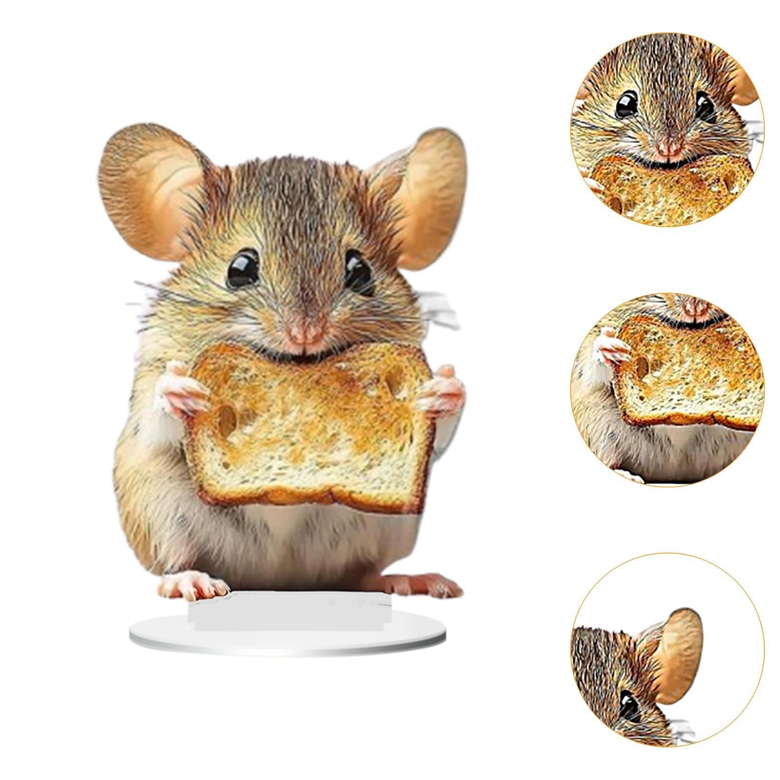 2D Flat Hamster Eating Bread Table Sign Waterproof Multipurpose with Bracket
