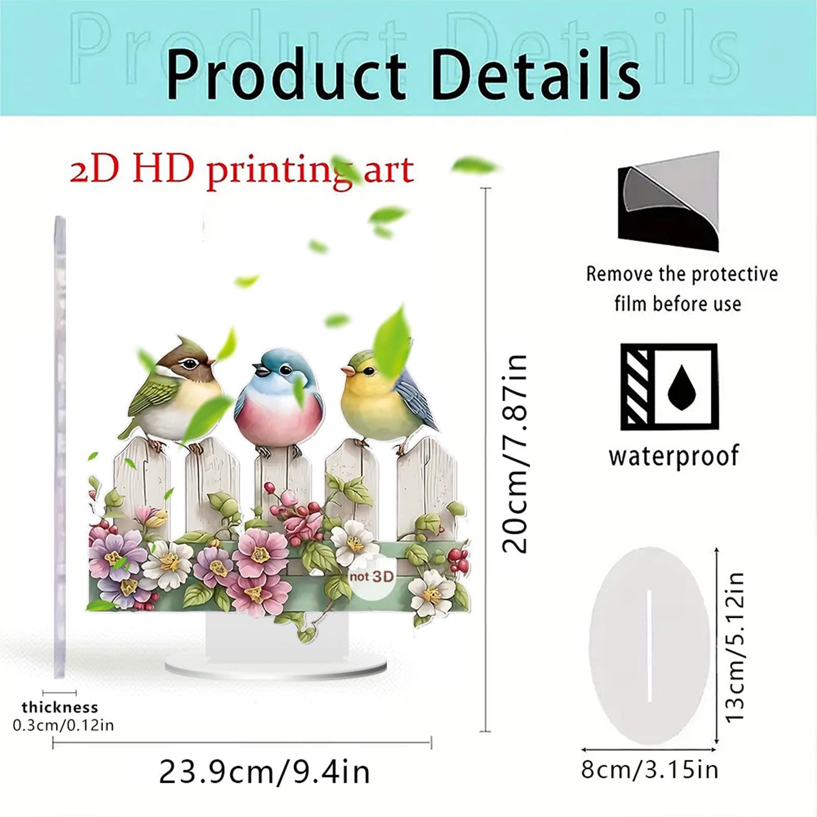 Acrylic Birds Decor Unique Table Decoration for Fireplace Display Shelf Home