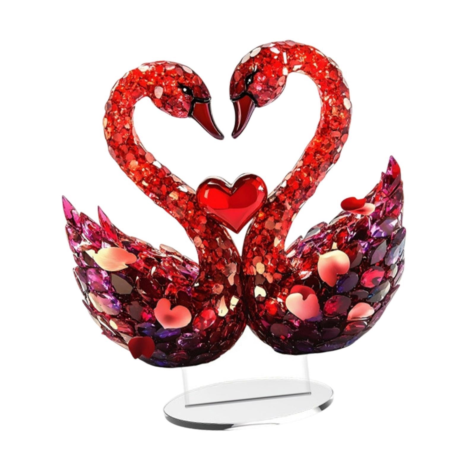 Romantic Love Swan Ornament 2D Flat Acrylic Desktop Sign for Cafe Study Room