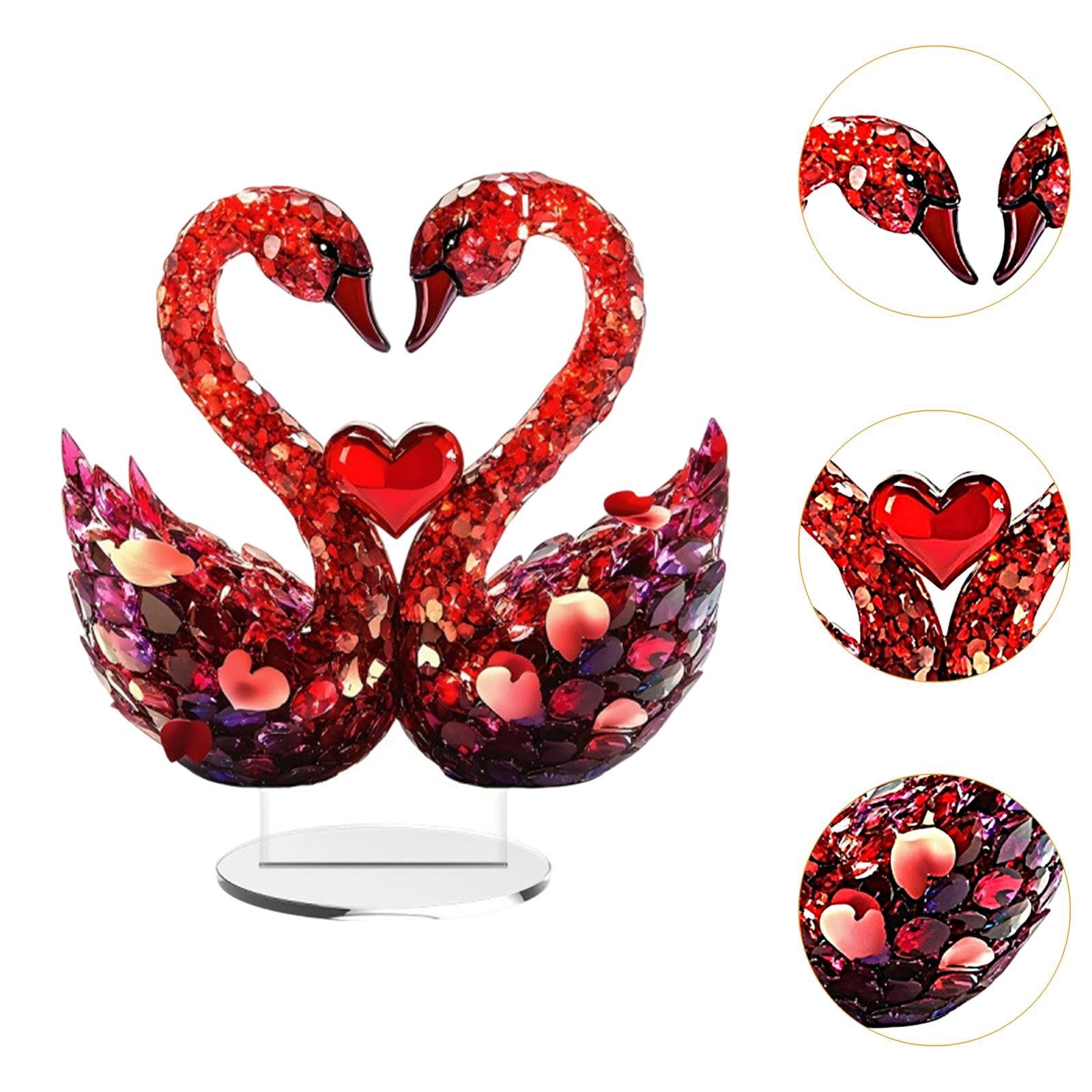 Romantic Love Swan Ornament 2D Flat Acrylic Desktop Sign for Cafe Study Room