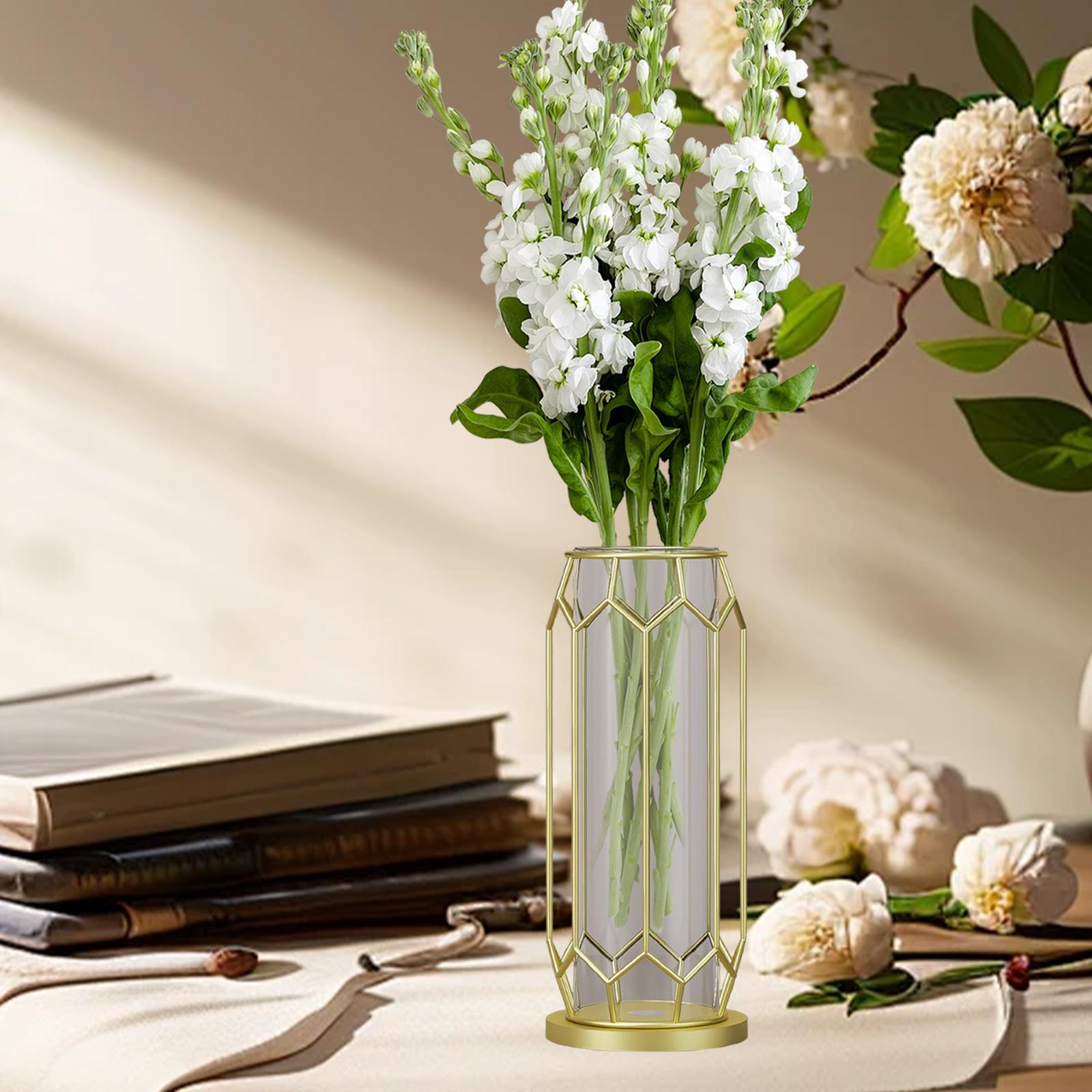 Glass Flower Vase Aesthetic Tabletop Ornament for Bedroom Dining Table Party Large Rhombus