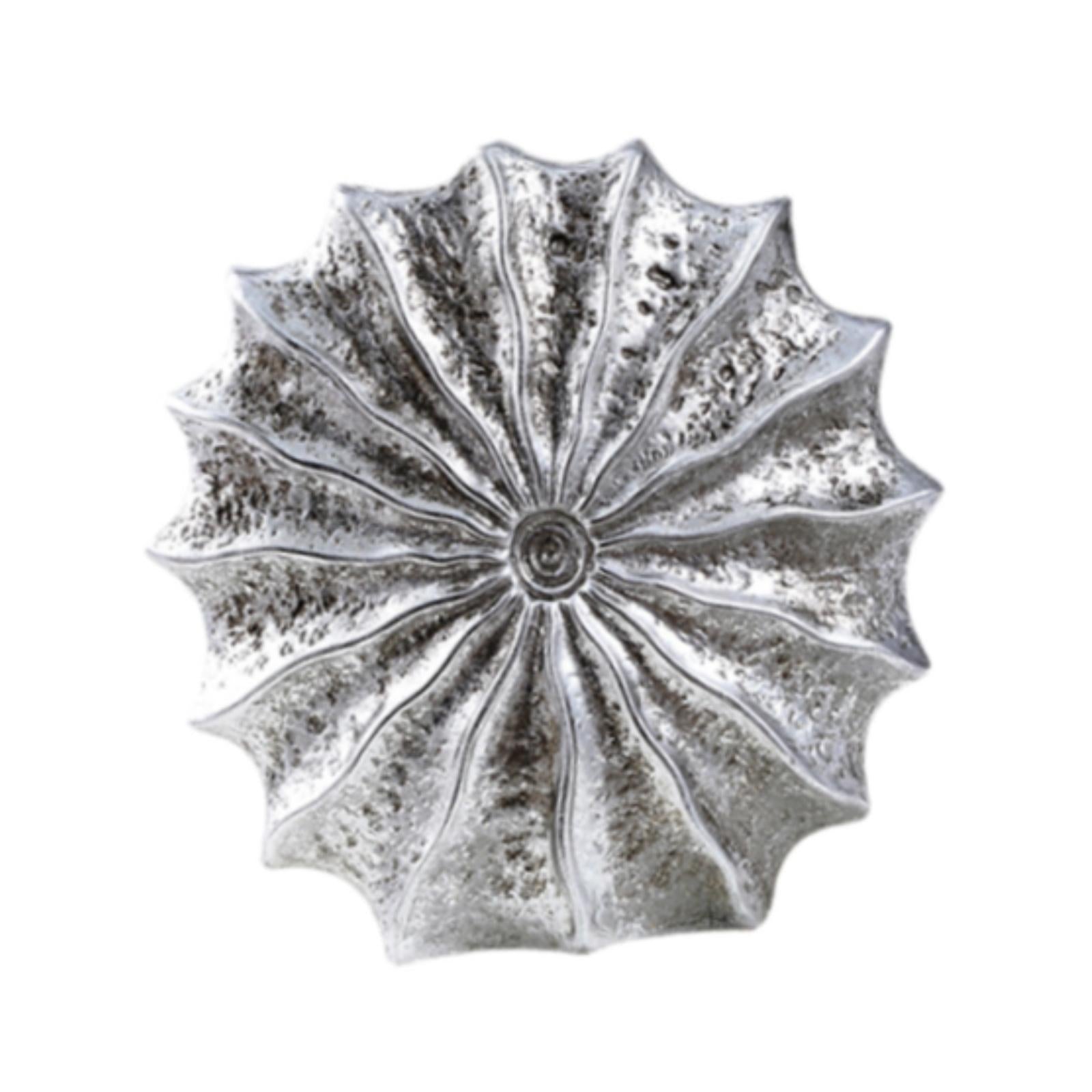 Conch Flower Vase Retro Tabletop Ornament for Dining Table Living Room Party Silver Large