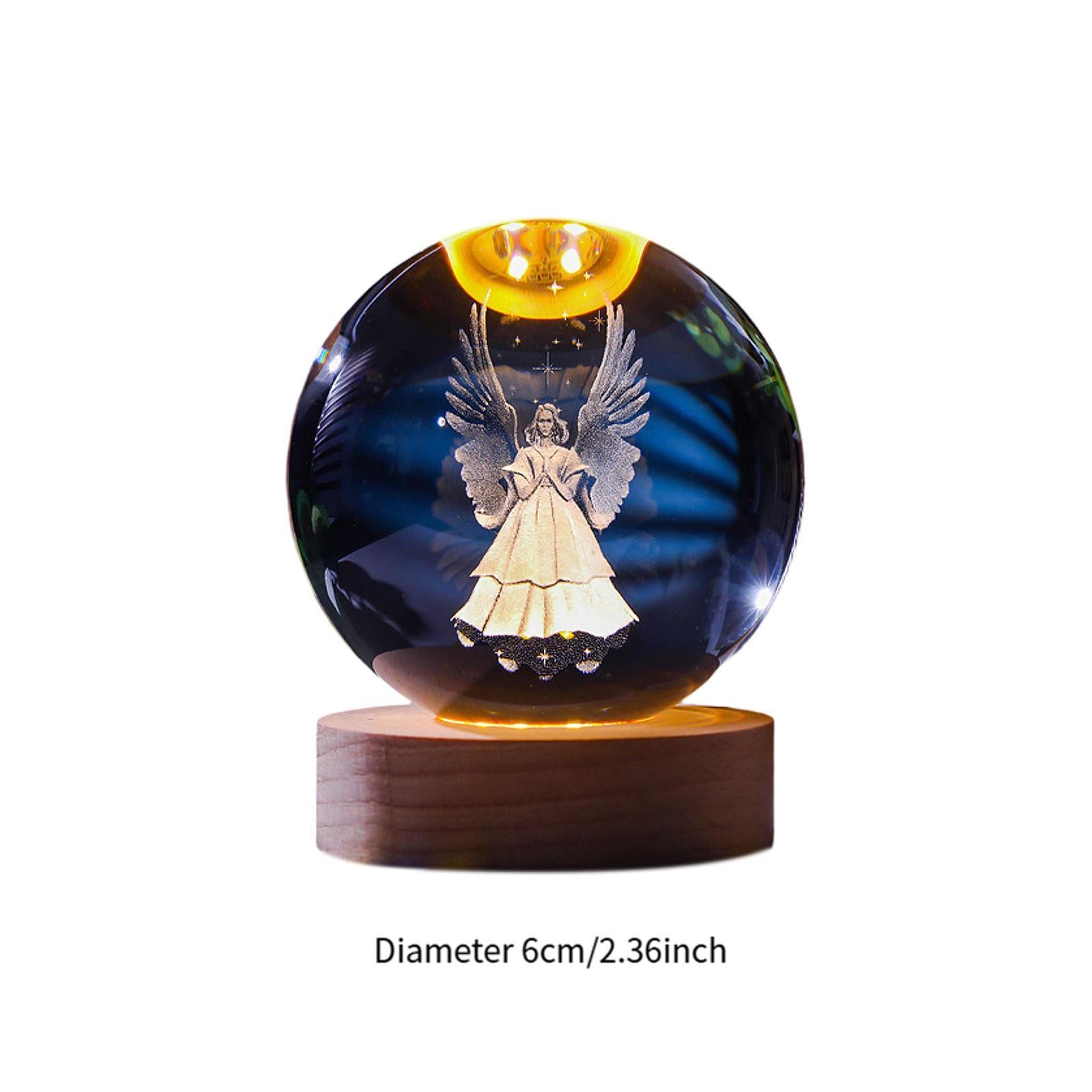 Clear Ball Night Light Novelty Table Ornament for Desk Bedroom Birthday Gift Angel