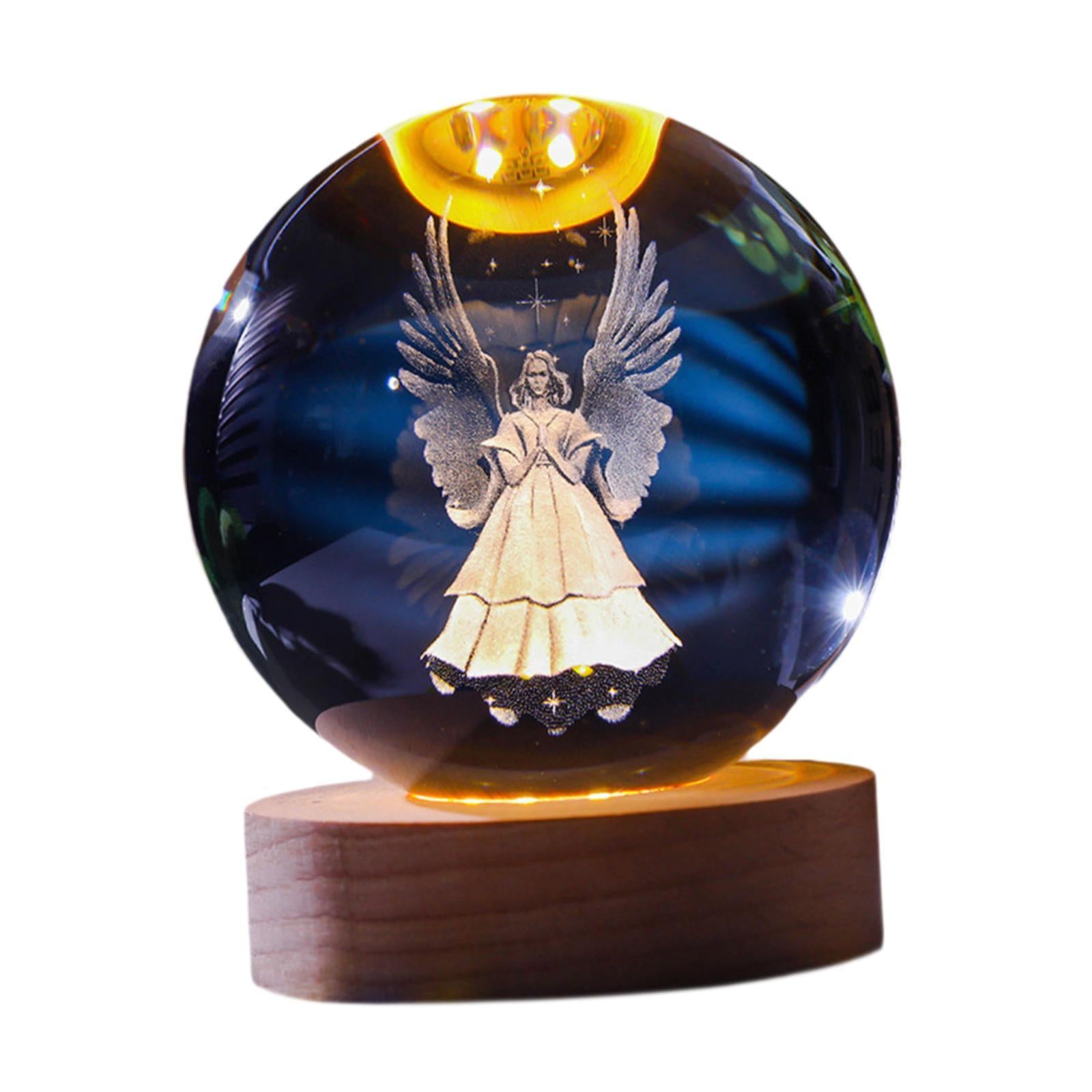 Clear Ball Night Light Novelty Table Ornament for Desk Bedroom Birthday Gift Angel