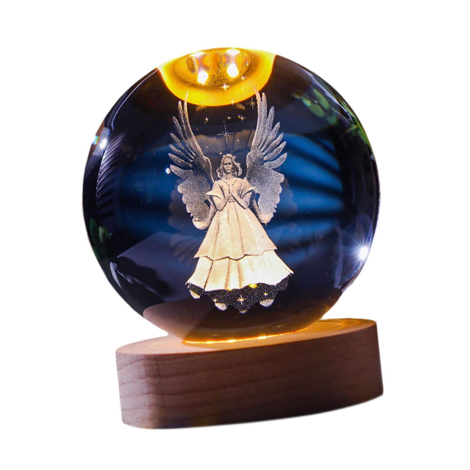 Clear Ball Night Light Novelty Table Ornament for Desk Bedroom Birthday Gift Angel