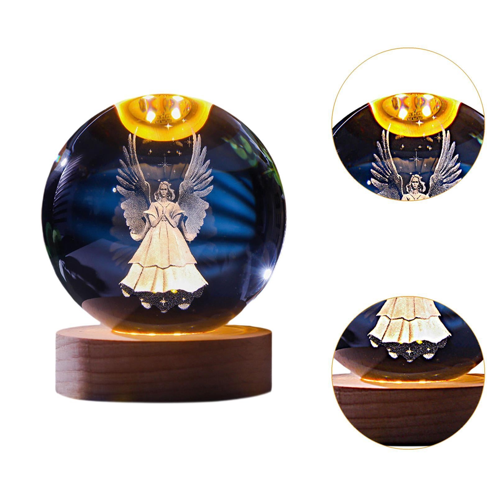 Clear Ball Night Light Novelty Table Ornament for Desk Bedroom Birthday Gift Angel