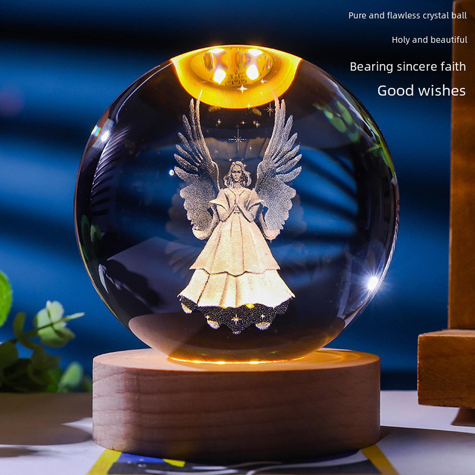 Clear Ball Night Light Novelty Table Ornament for Desk Bedroom Birthday Gift Angel