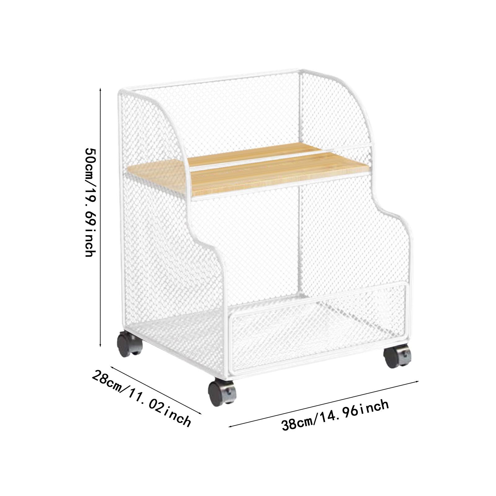 Under Desk Cart File Holder with Wheels Storage Organizer for Kitchen School