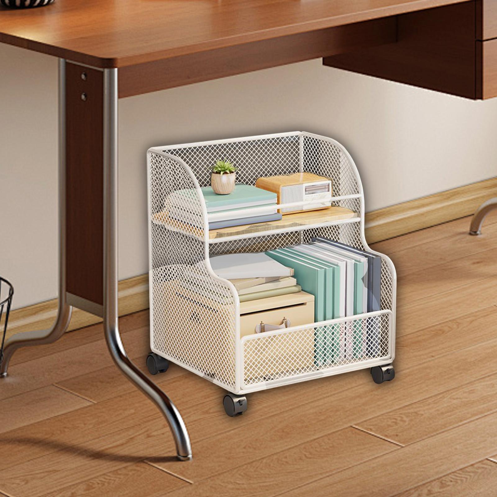 Under Desk Cart File Holder with Wheels Storage Organizer for Kitchen School