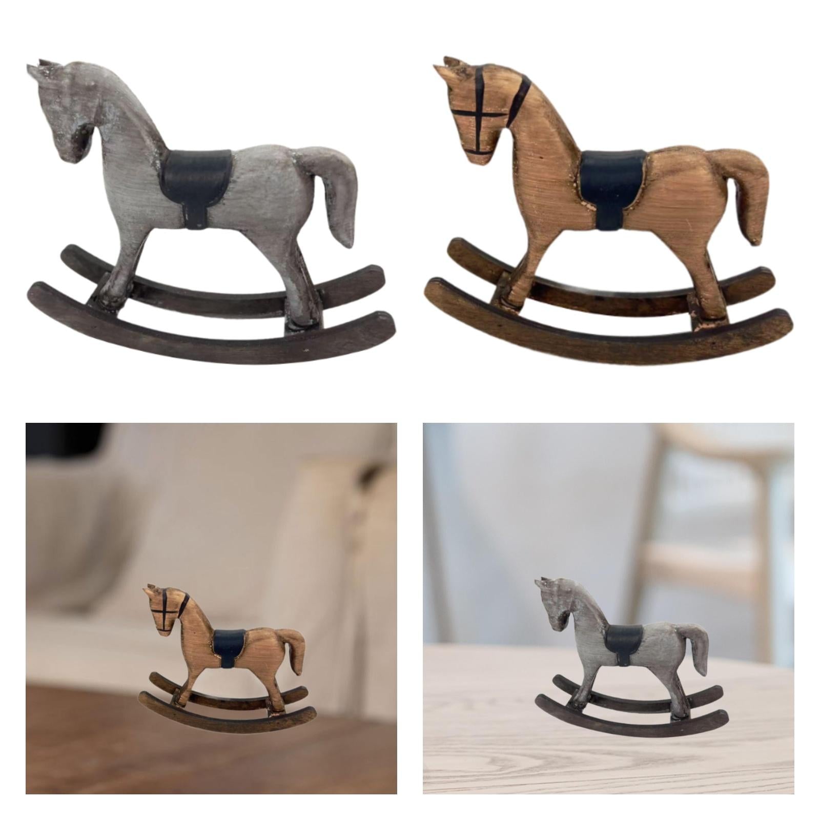 Rocking Horse Figurine Decorative Statue for Living Room Fireplace Bookshelf Gray