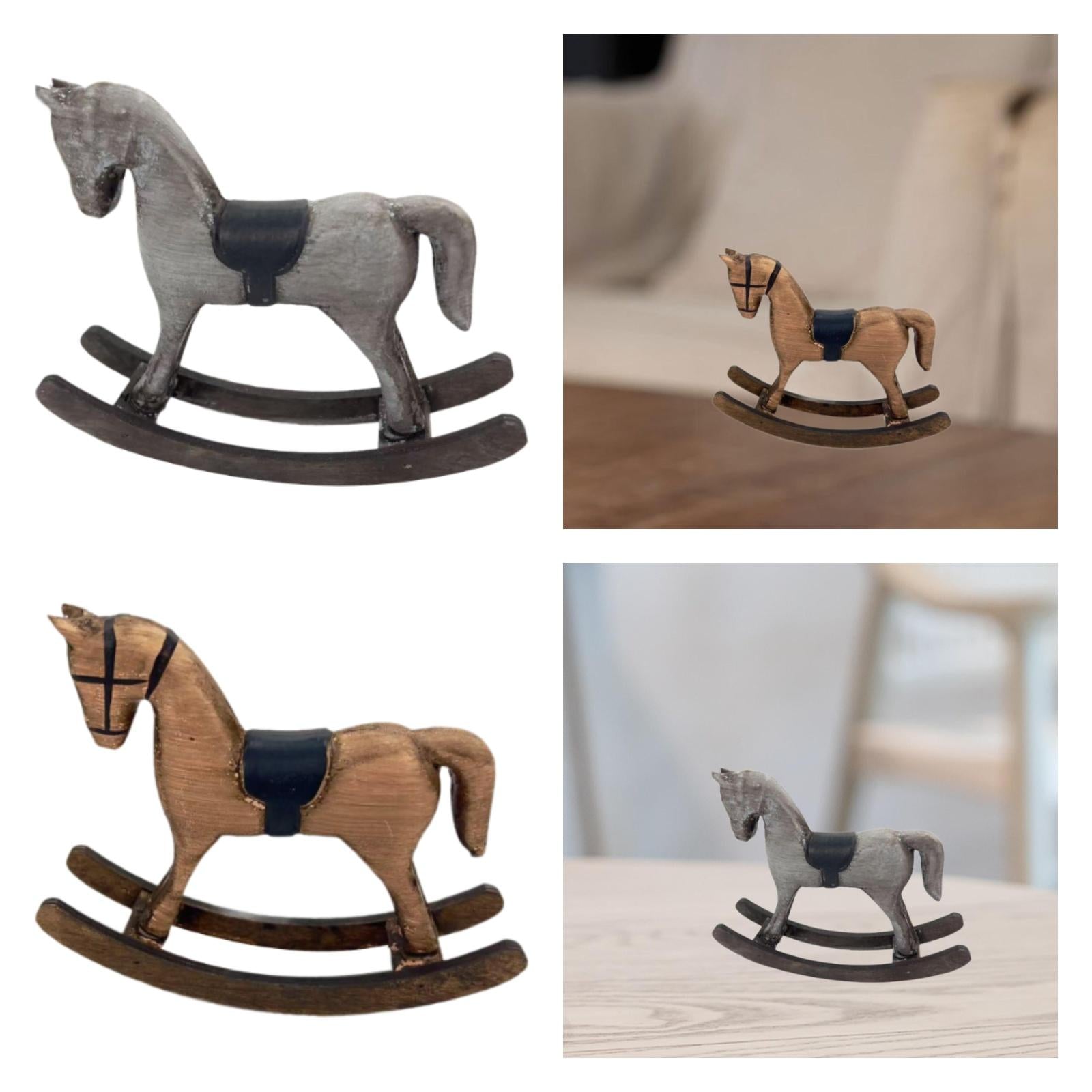 Rocking Horse Figurine Decorative Statue for Living Room Fireplace Bookshelf Gray
