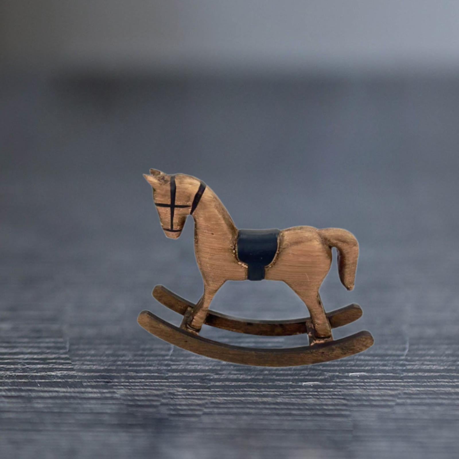 Rocking Horse Figurine Decorative Statue for Living Room Fireplace Bookshelf Brown