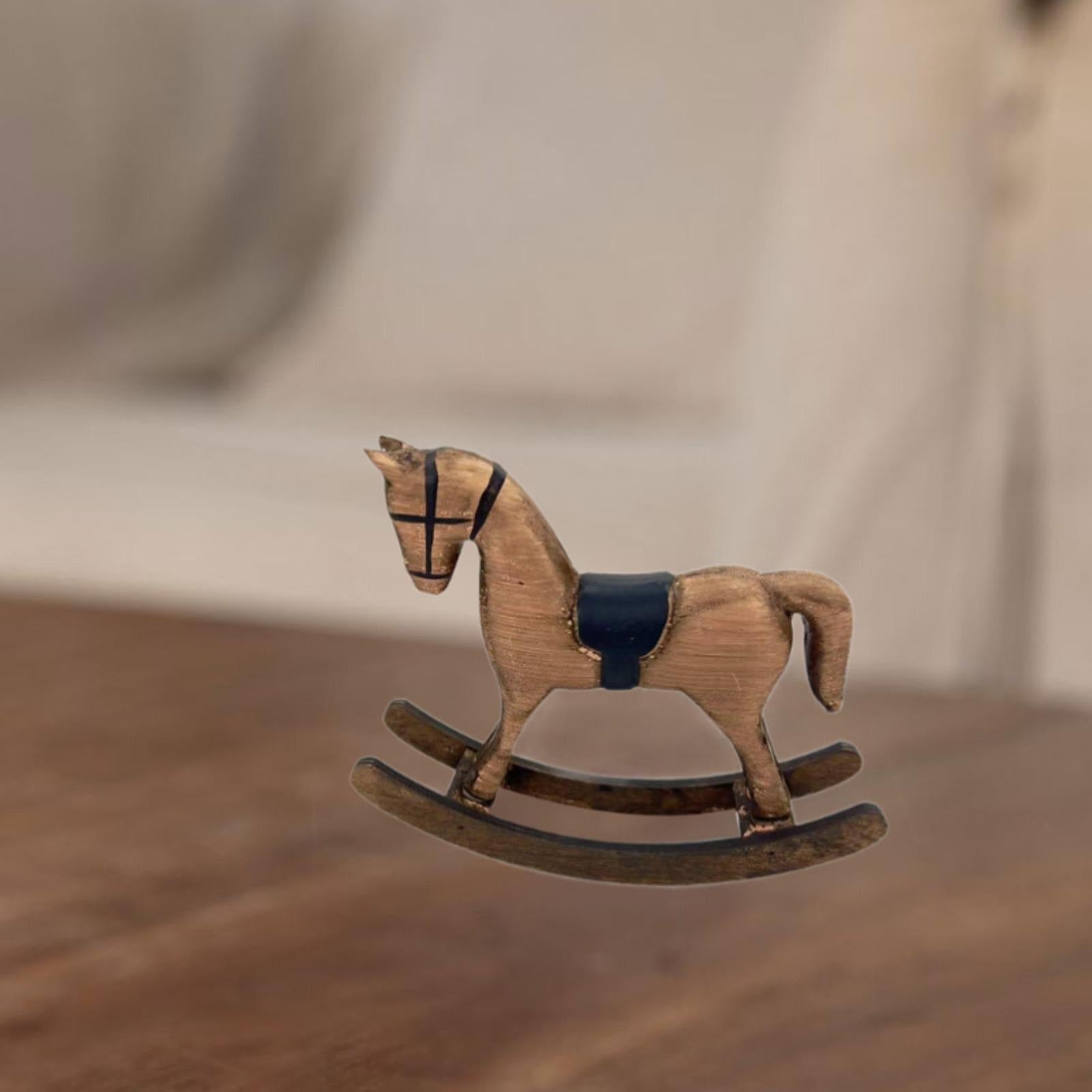 Rocking Horse Figurine Decorative Statue for Living Room Fireplace Bookshelf Brown