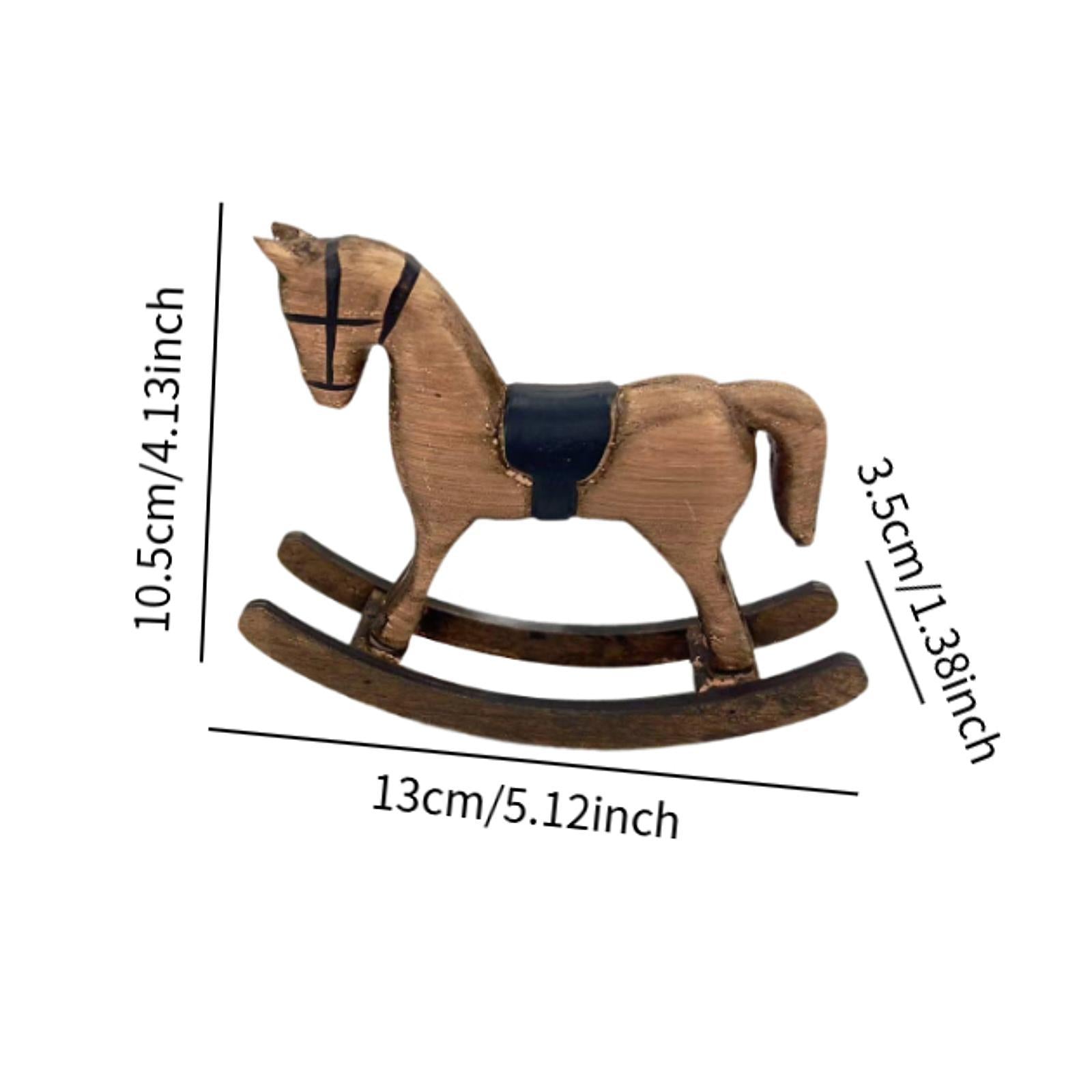 Rocking Horse Figurine Decorative Statue for Living Room Fireplace Bookshelf Brown