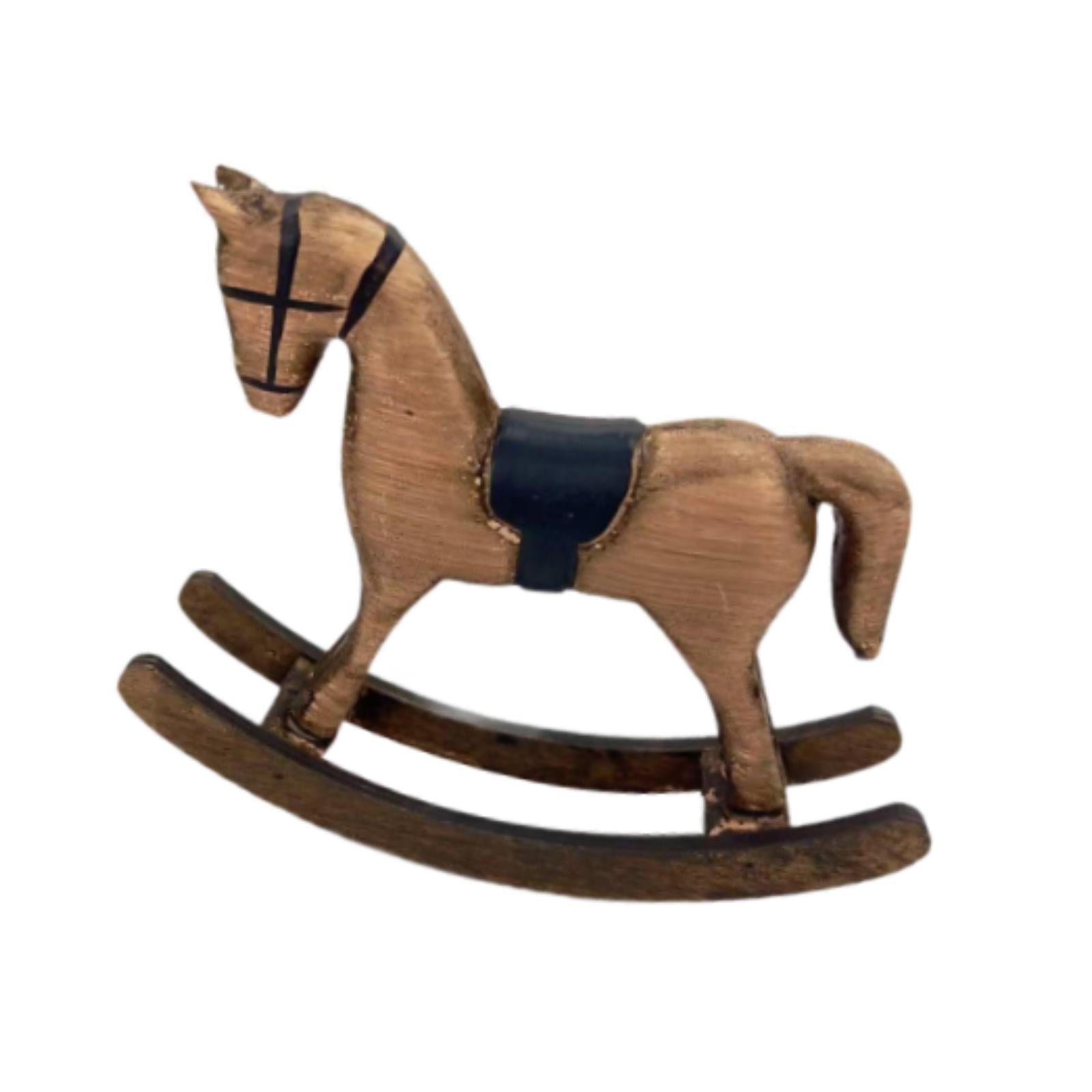 Rocking Horse Figurine Decorative Statue for Living Room Fireplace Bookshelf Brown