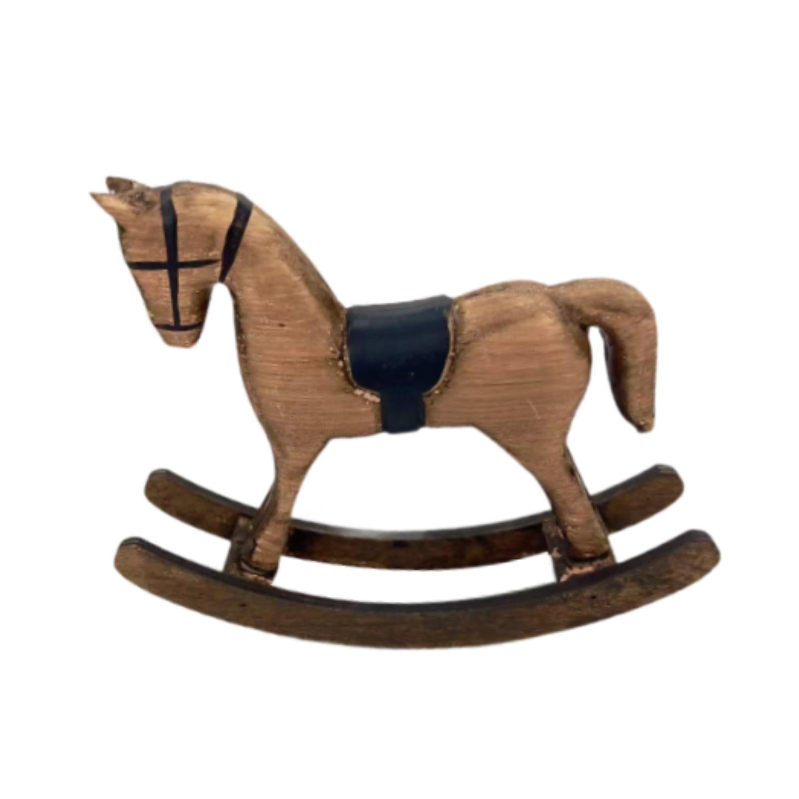 Rocking Horse Figurine Decorative Statue for Living Room Fireplace Bookshelf Brown