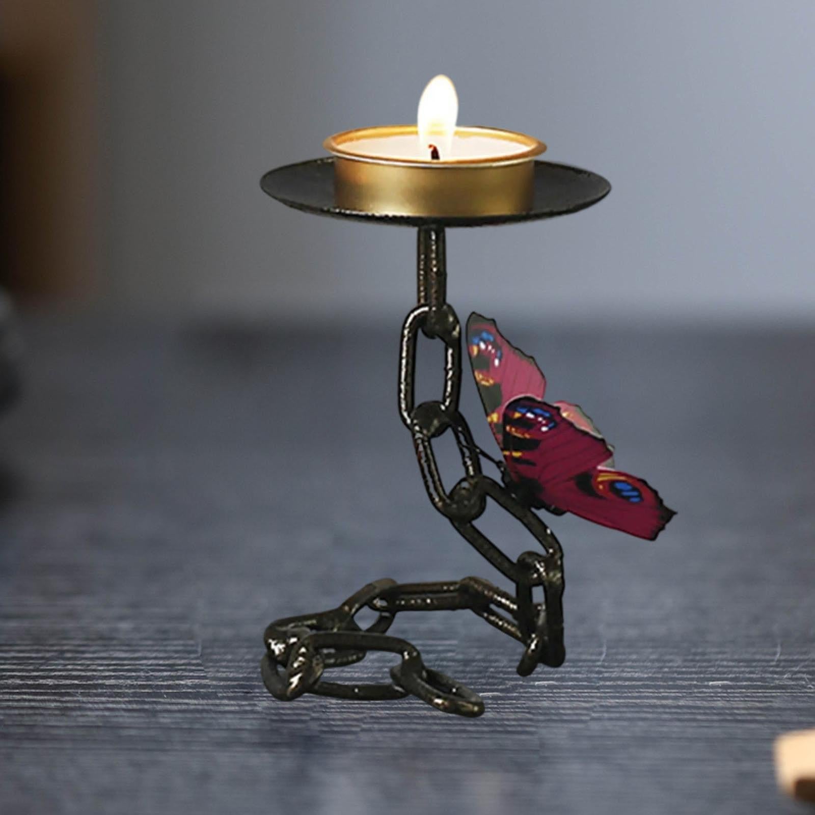 Butterfly Chain Candle Holder Centerpiece for Restaurant Living Room Holiday Pink Butterfly