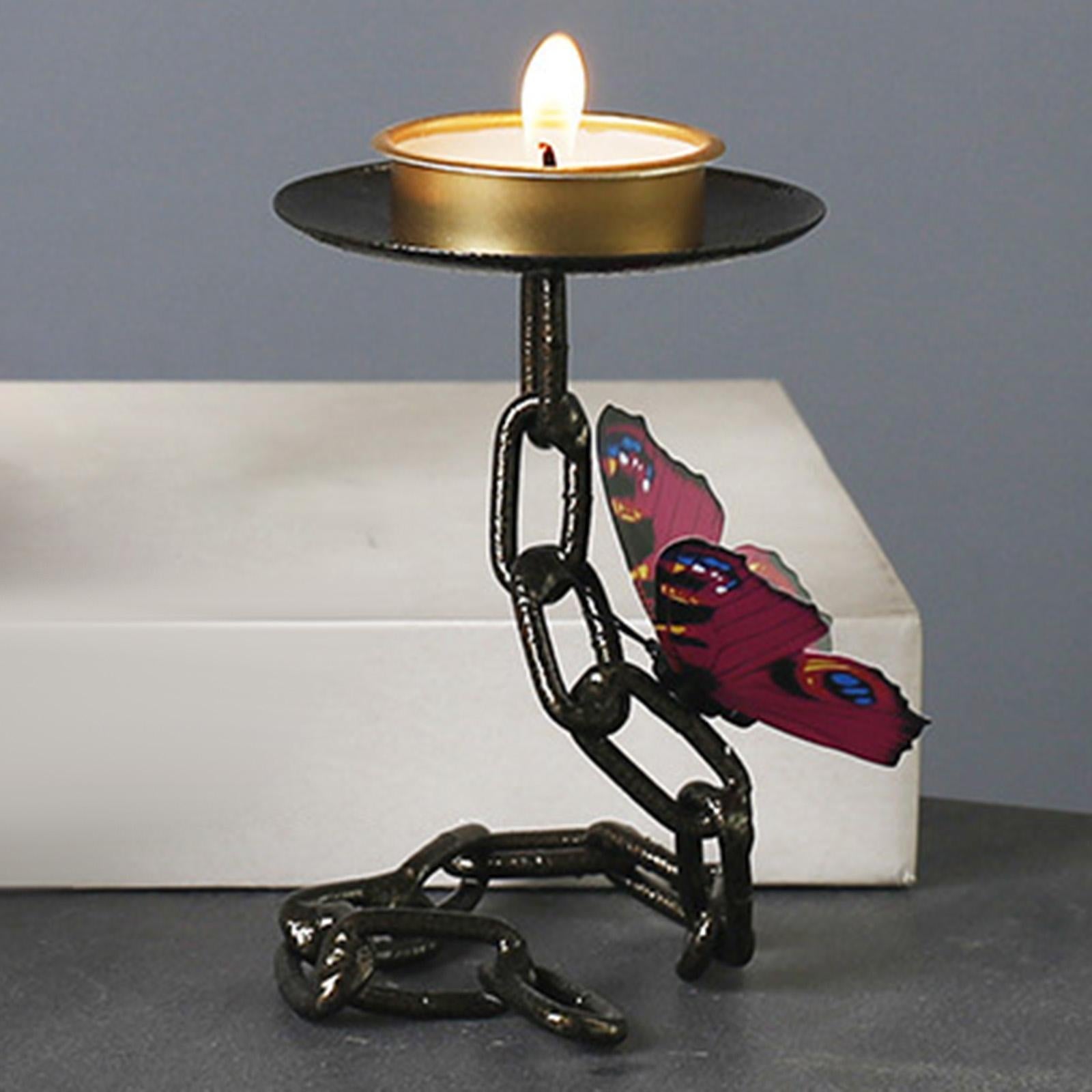 Butterfly Chain Candle Holder Centerpiece for Restaurant Living Room Holiday Pink Butterfly