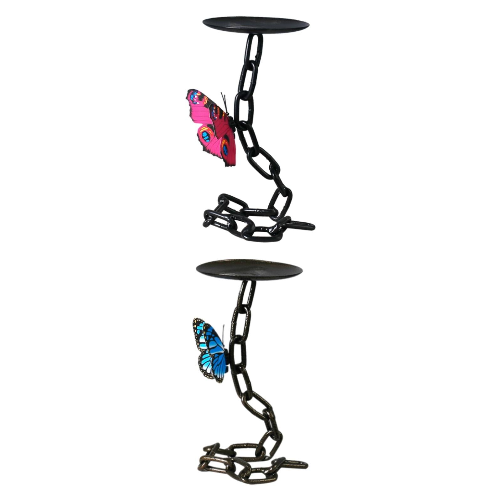 Butterfly Chain Candle Holder Centerpiece for Restaurant Living Room Holiday Pink Butterfly