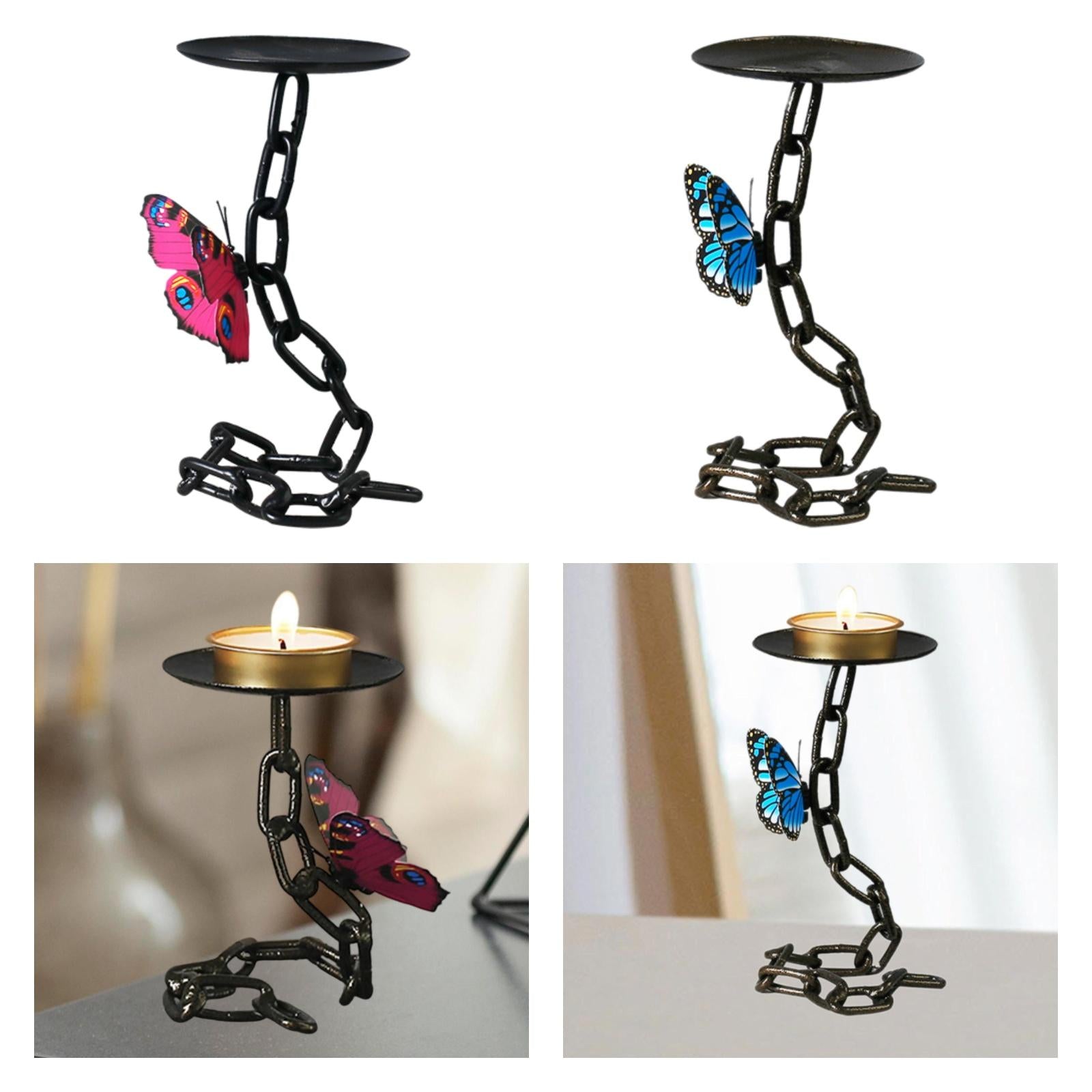 Butterfly Chain Candle Holder Centerpiece for Restaurant Living Room Holiday Pink Butterfly