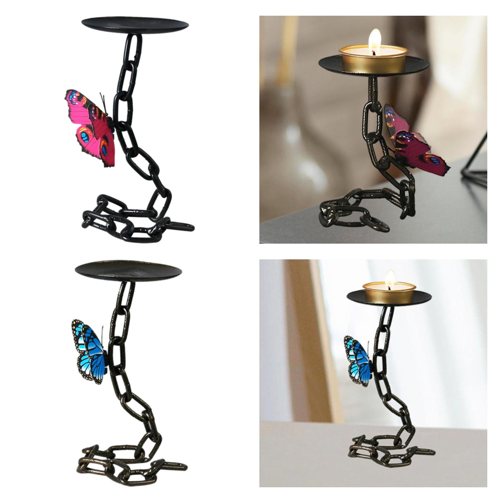 Butterfly Chain Candle Holder Centerpiece for Restaurant Living Room Holiday Pink Butterfly